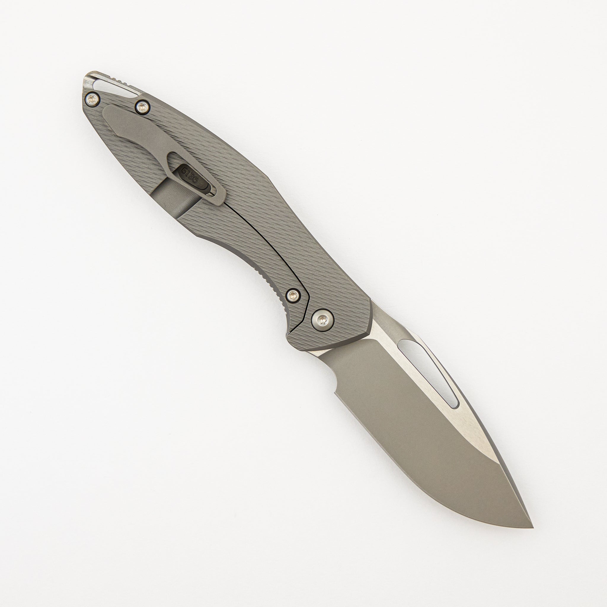 Mini Arius - Non Flipper - Corda Titanium Handle - Silver Hardware - Burnished W/ Polished Flats M390 Blade