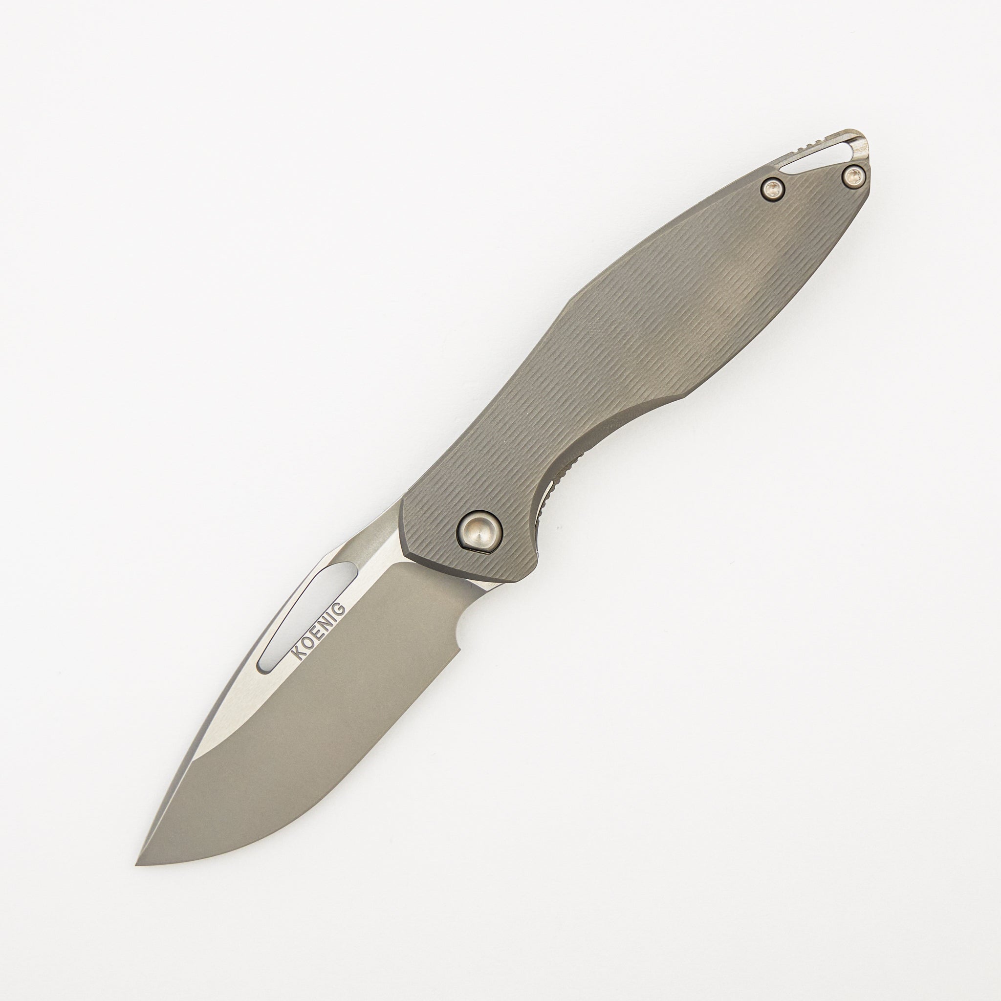 Mini Arius - Non Flipper - Plexa Titanium Handle - Silver Hardware - Burnished W/ Polished Flats M390 Blade