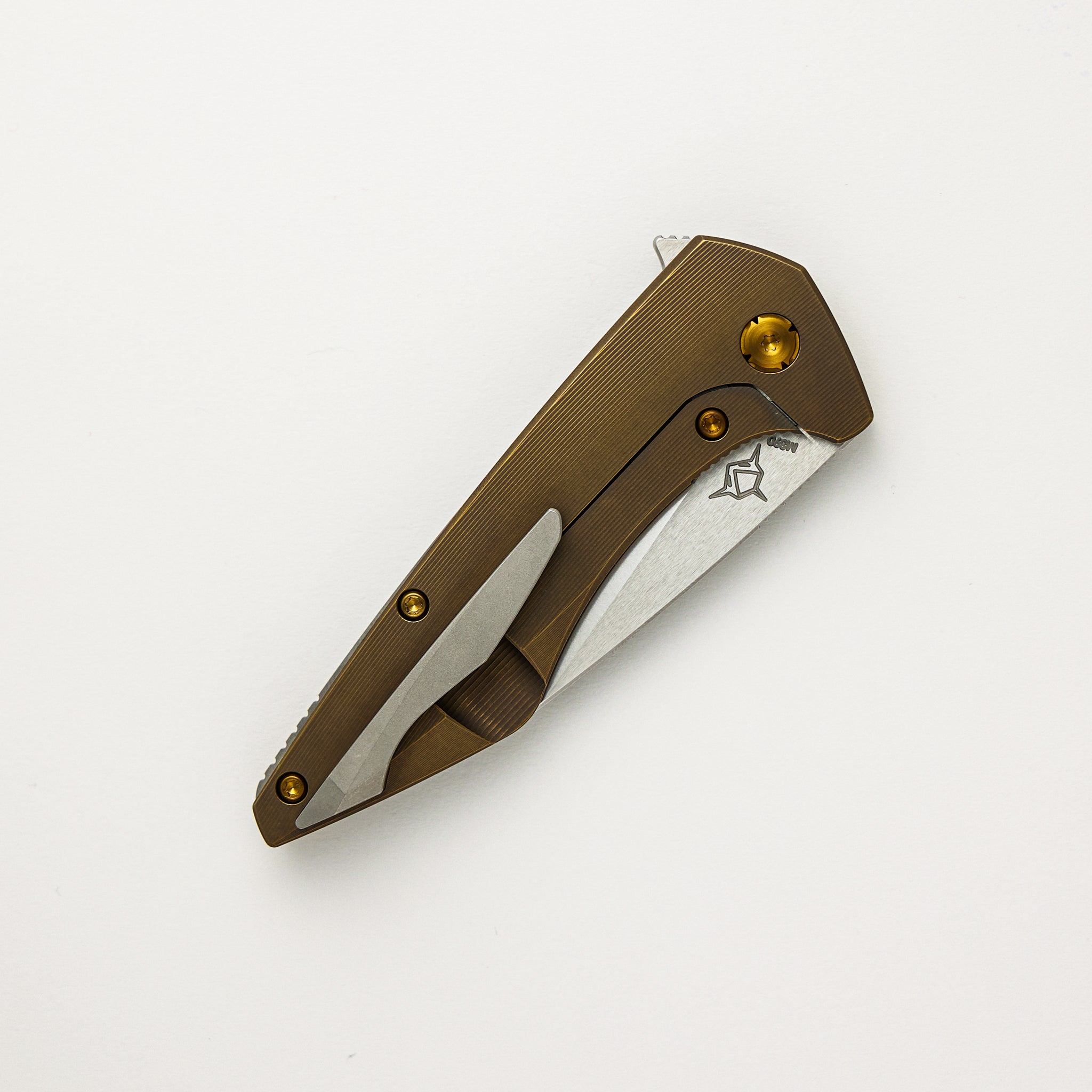 Koenig Knives Mini Goblin - Bronze Smooth Titanium Handle - Brightwashed W/ Polished Flats M390 Blade