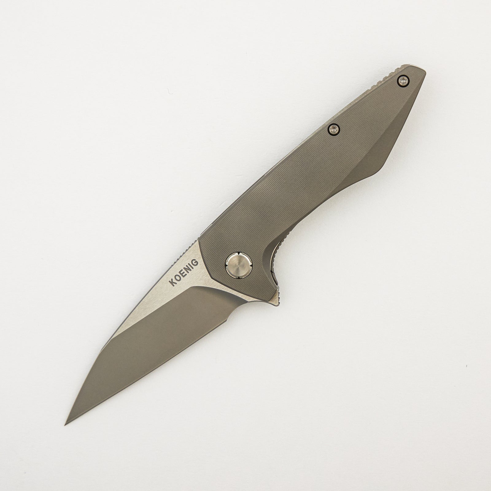 Mini Goblin - Smooth Titanium Handle - Silver Hardware - Burnished w/ Polished Flats M390 Blade