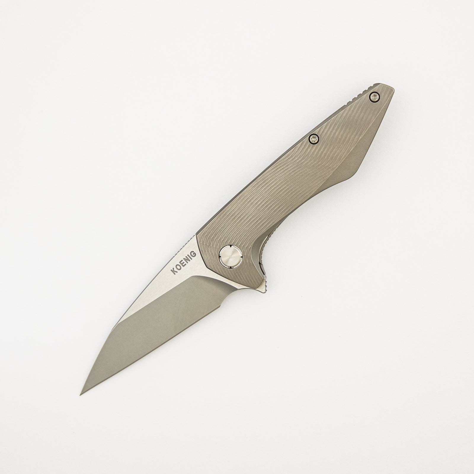 Mini Goblin - Sea Pattern Titanium Handle - Burnished W/ Polished Flats M390 Blade