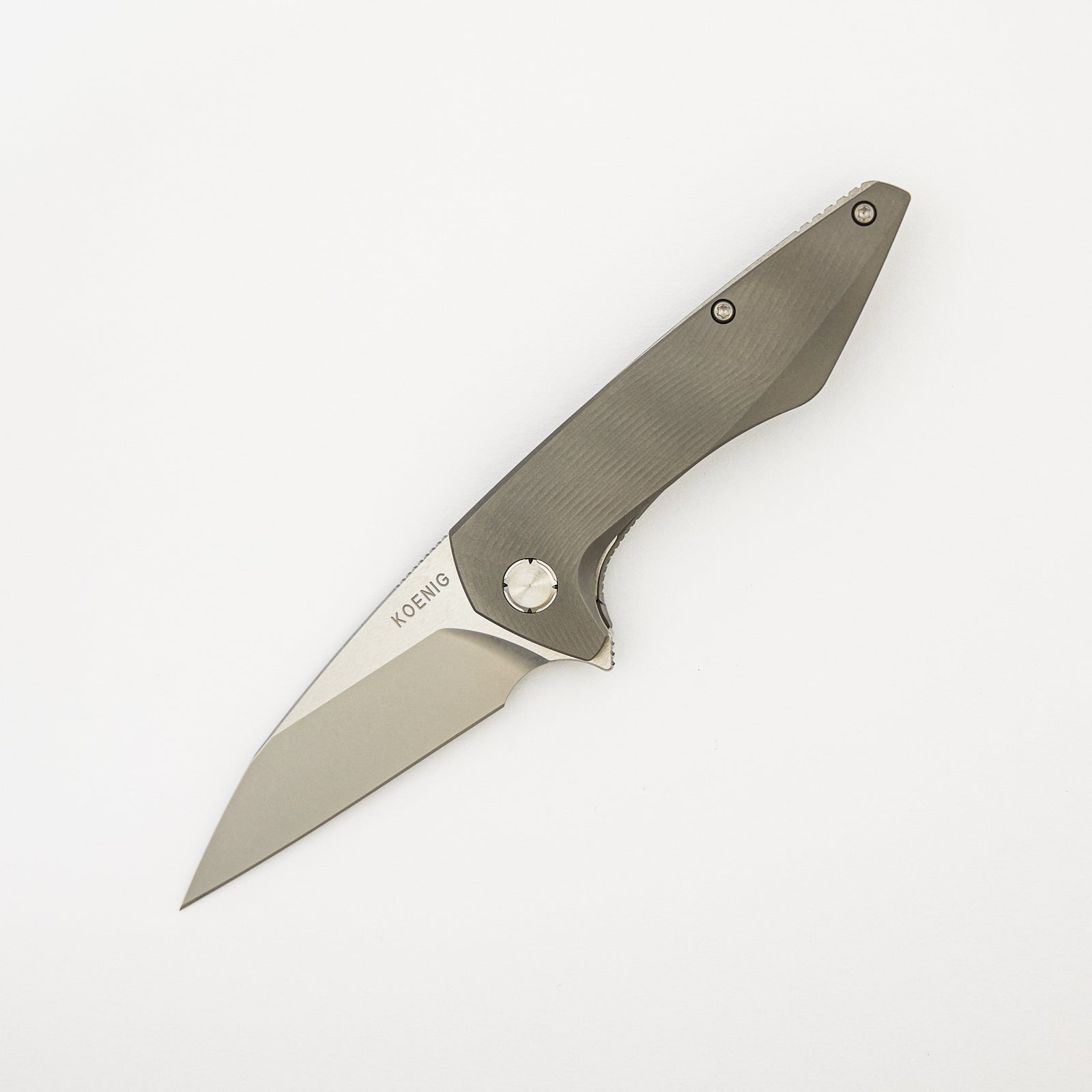 Mini Goblin - Sea Pattern Titanium Handle - Brightwashed W/ Polished Flats M390 Blade