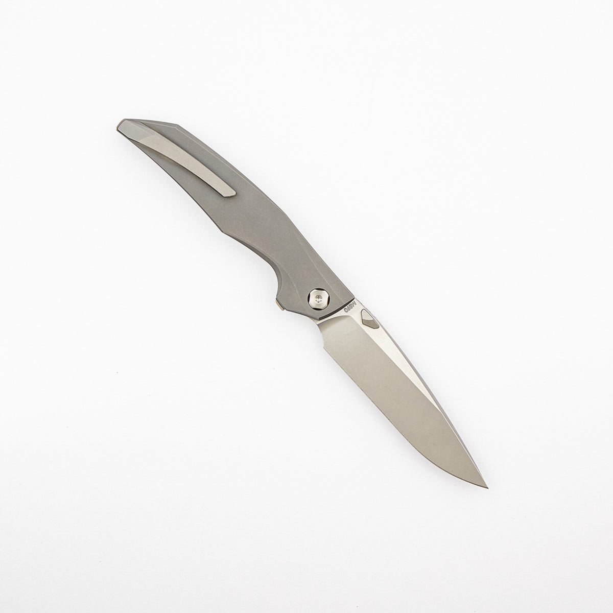 Xenon - Smooth Titanium Handle - Silver Hardware - Burnished W/ Polished Flats M390 Blade