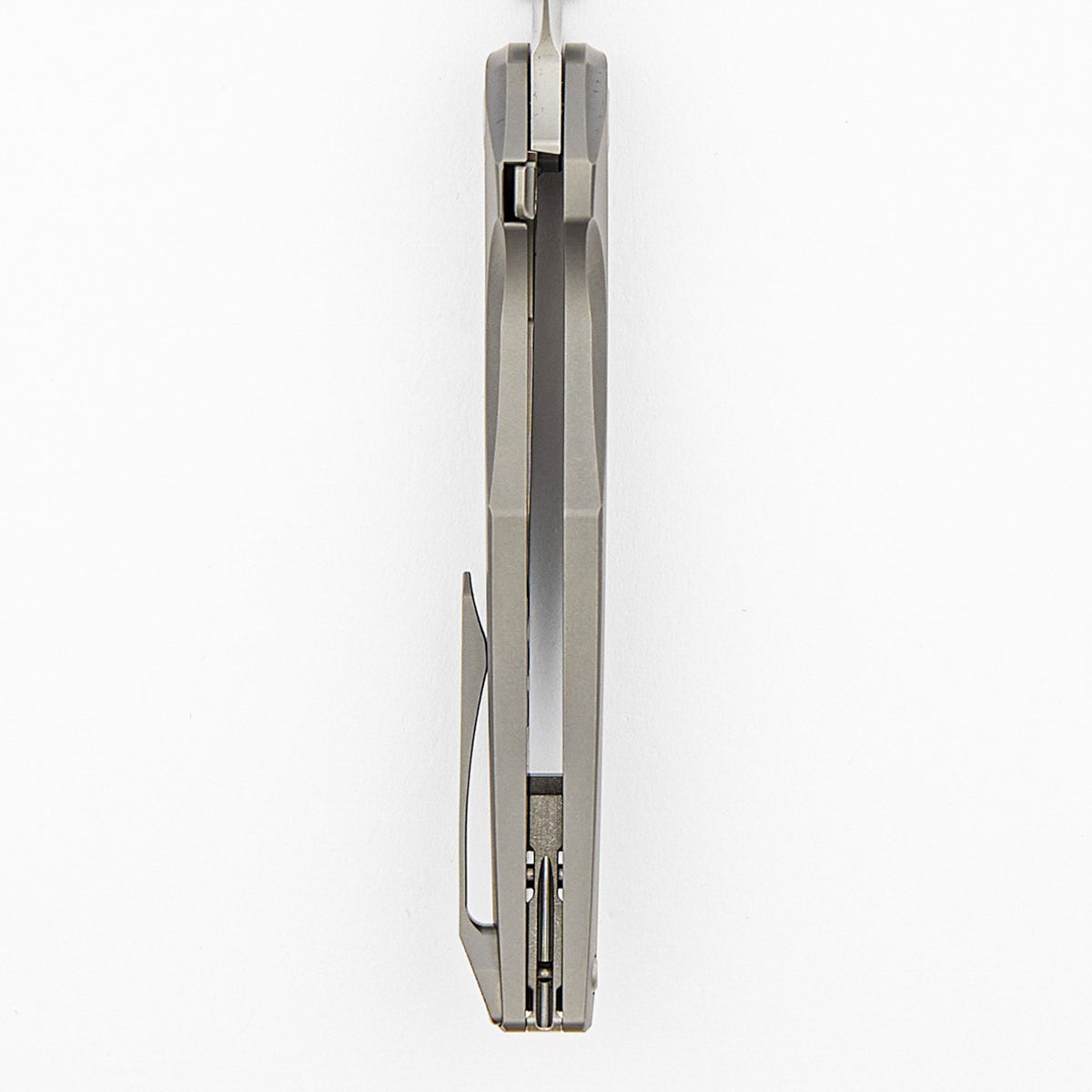 Xenon - Smooth Titanium Handle - Silver Hardware - Burnished W/ Polished Flats M390 Blade