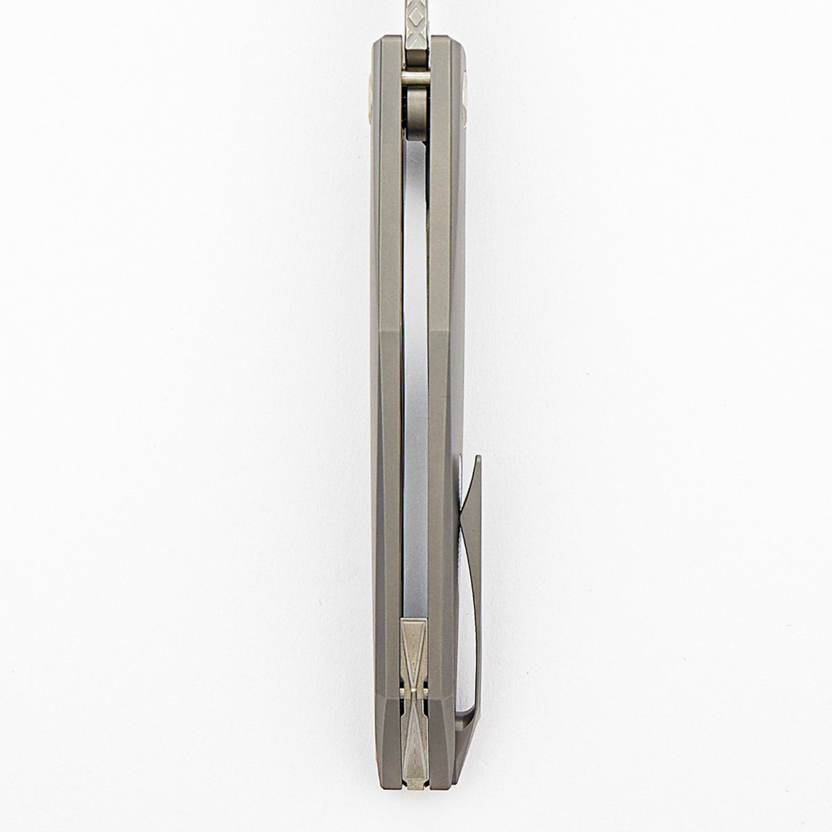 Xenon - Smooth Titanium Handle - Silver Hardware - Burnished W/ Polished Flats M390 Blade
