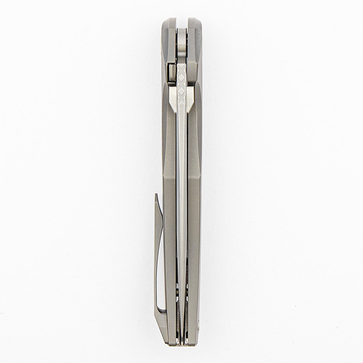 Xenon - Smooth Titanium Handle - Silver Hardware - Burnished W/ Polished Flats M390 Blade