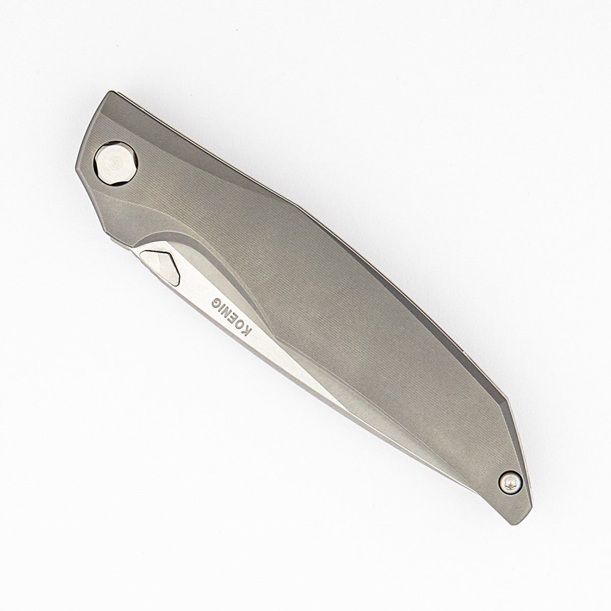 Xenon - Smooth Titanium Handle - Silver Hardware - Burnished W/ Polished Flats M390 Blade