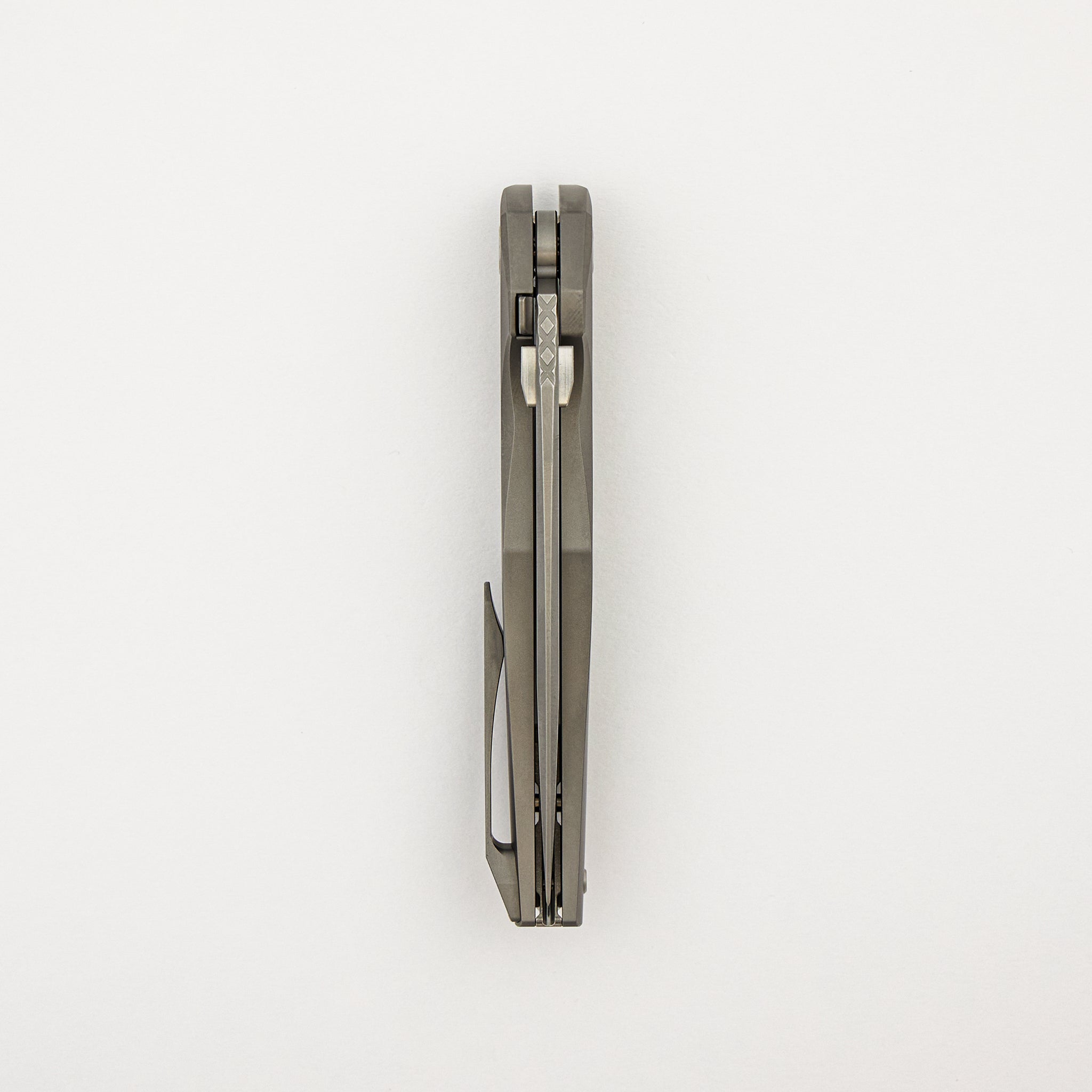 Xenon - Smooth Titanium Handle - Silver Hardware - Burnished W/ Polished Flats M390 Blade