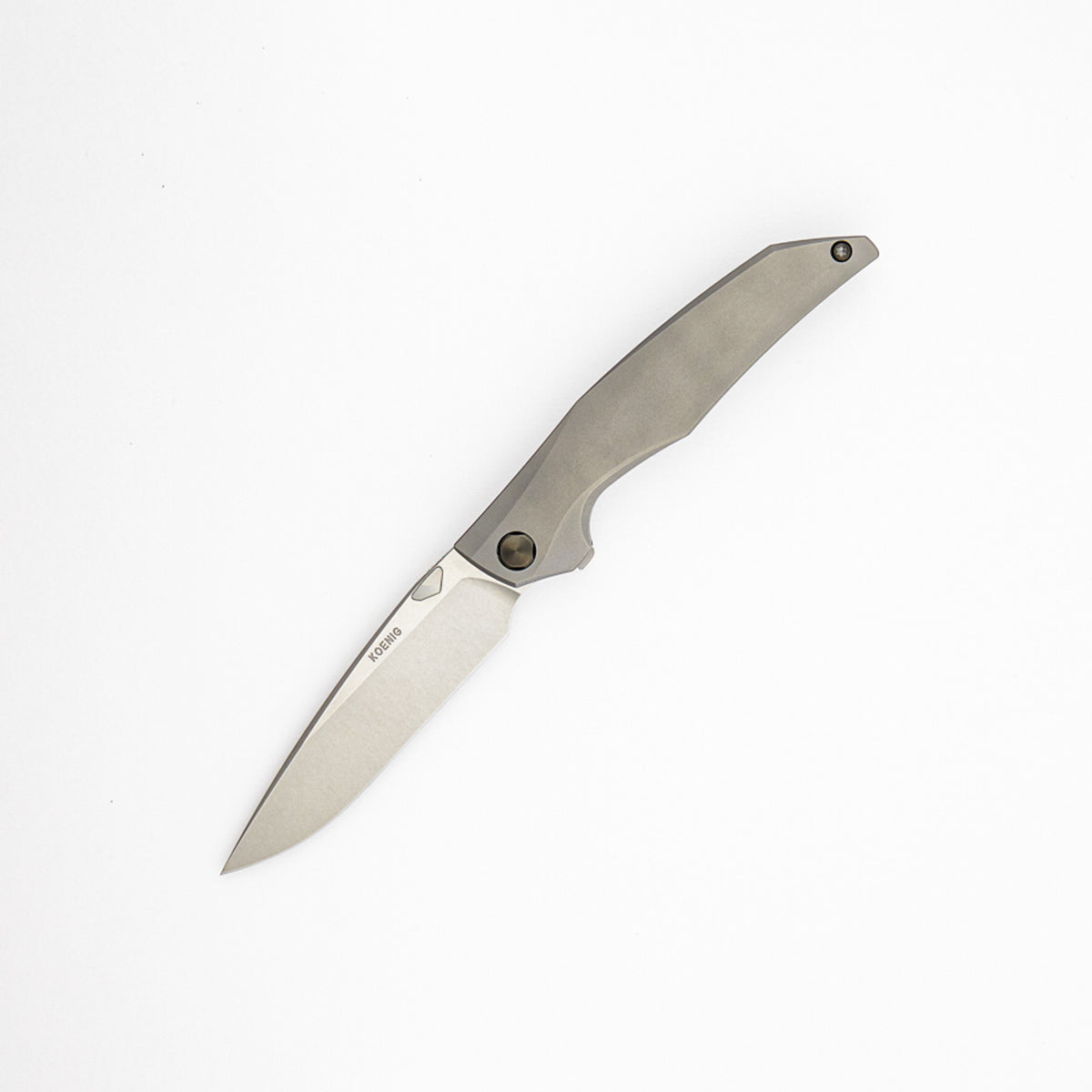 Xenon - Smooth Titanium Handle - DLC Hardware - Burnished W/ Polished Flats M390 Blade