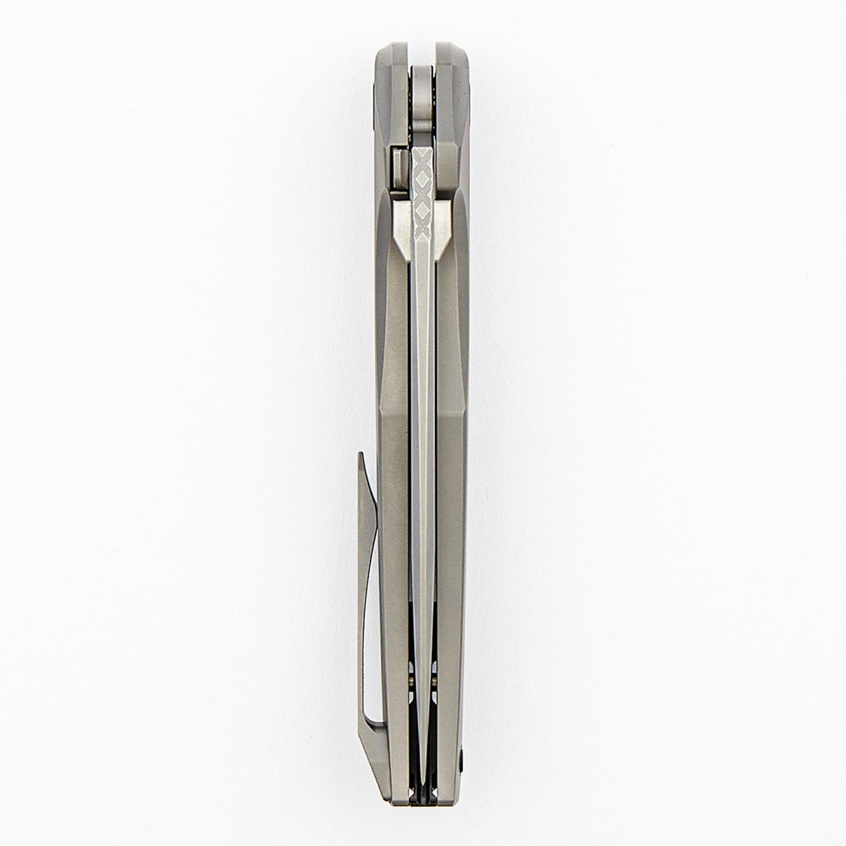 Xenon - Smooth Titanium Handle - DLC Hardware - Burnished W/ Polished Flats M390 Blade