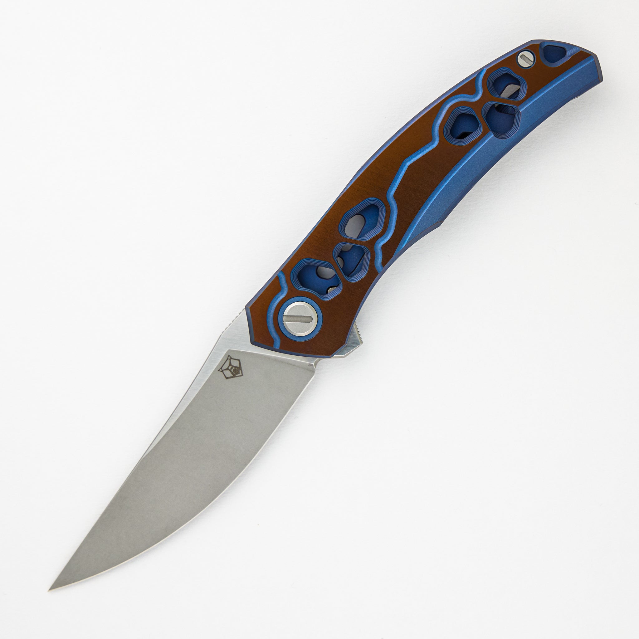 Shirogorov Knives / Alexey Konygin Quantum “Cybonic Plague” – Cromax PM Blade - Blue/Bronze – MRBS - Completed