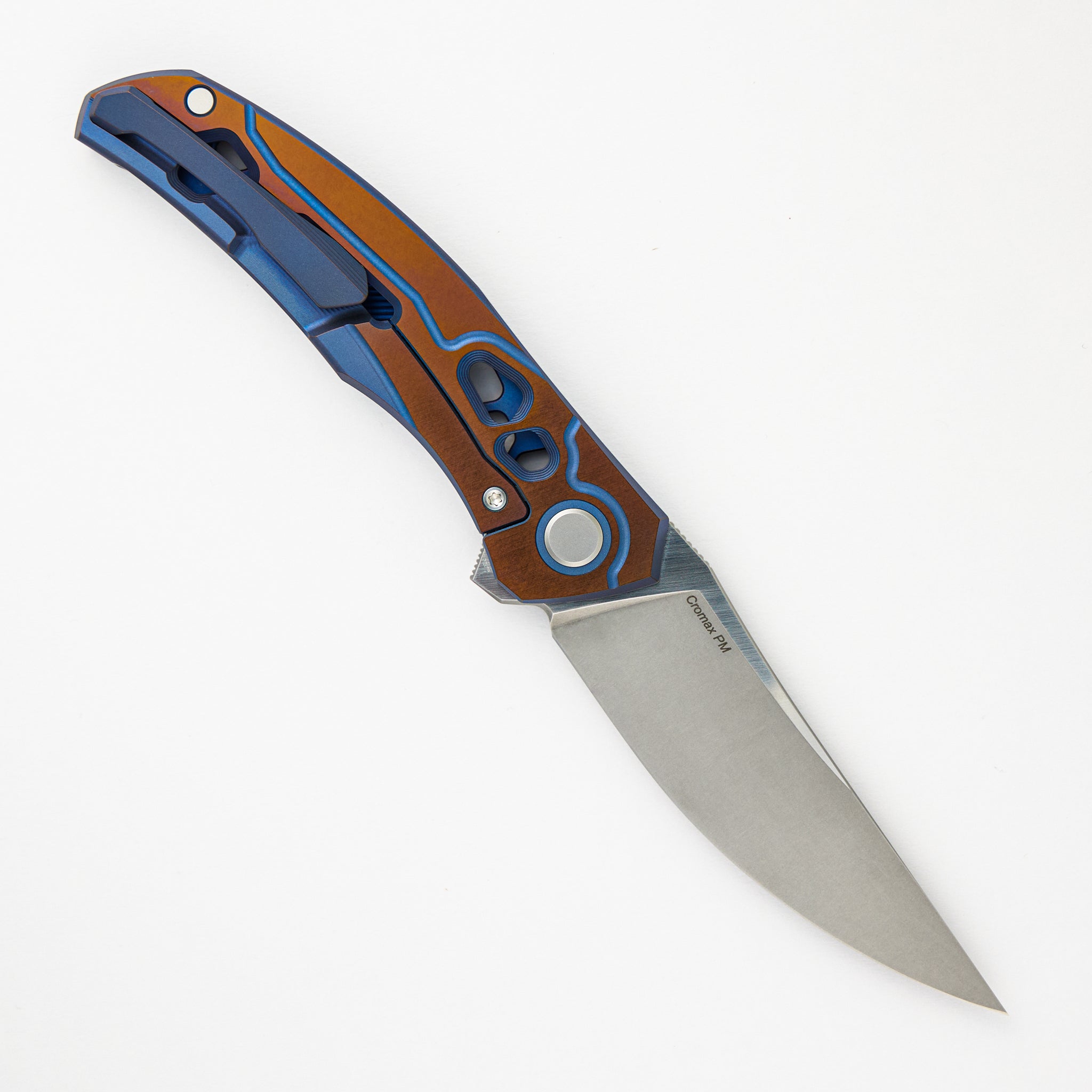 Shirogorov Knives / Alexey Konygin Quantum “Cybonic Plague” – Cromax PM Blade - Blue/Bronze – MRBS - Completed