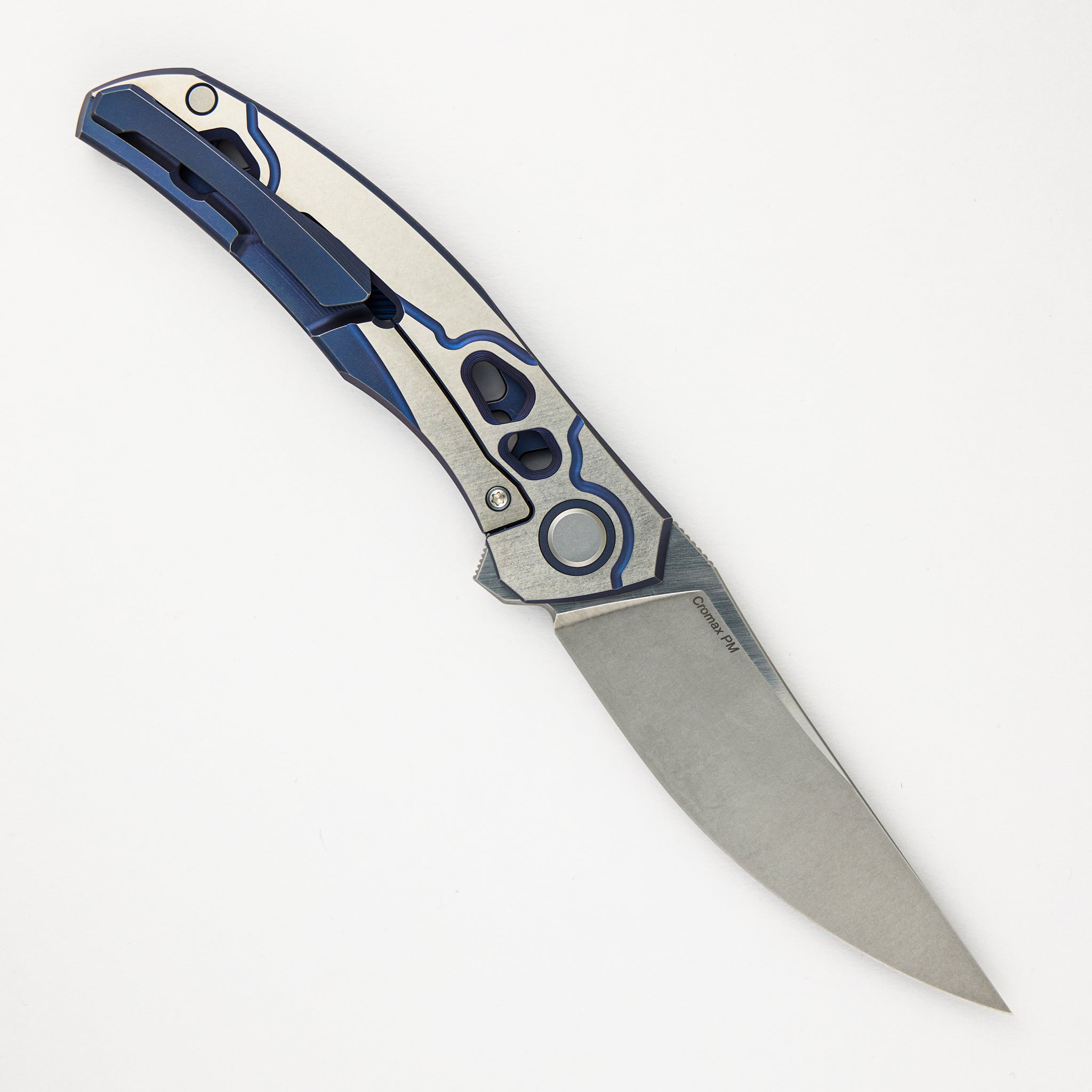 Shirogorov Knives / Alexey Konygin Quantum “Cybonic Plague” – Cromax PM Blade - Satin/Blue – MRBS - Completed