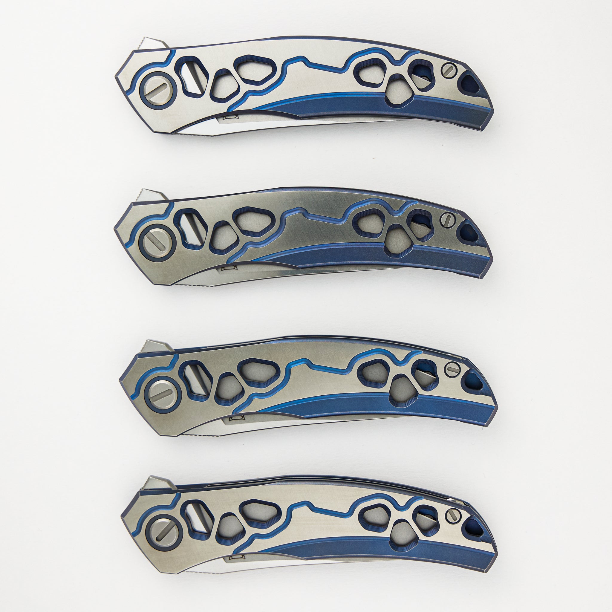 Shirogorov Knives / Alexey Konygin Quantum “Cybonic Plague” – Cromax PM Blade - Satin/Blue – MRBS - Completed