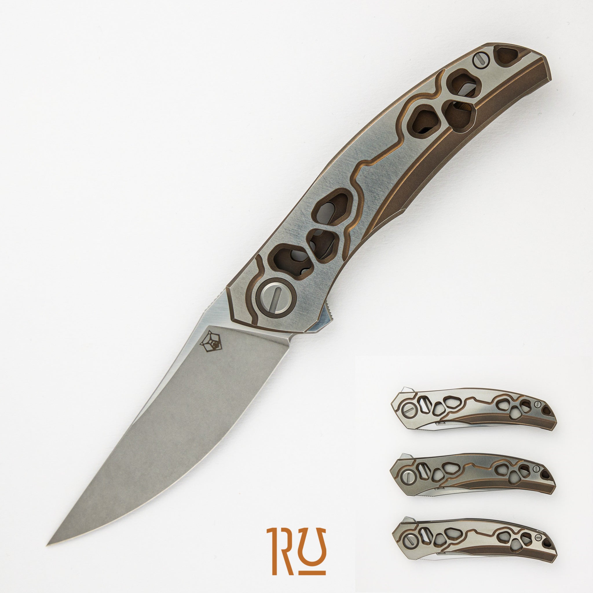 Shirogorov Knives / Alexey Konygin Quantum “Cybonic Plague” – Cromax PM Blade - Satin/Bronze – MRBS - Completed