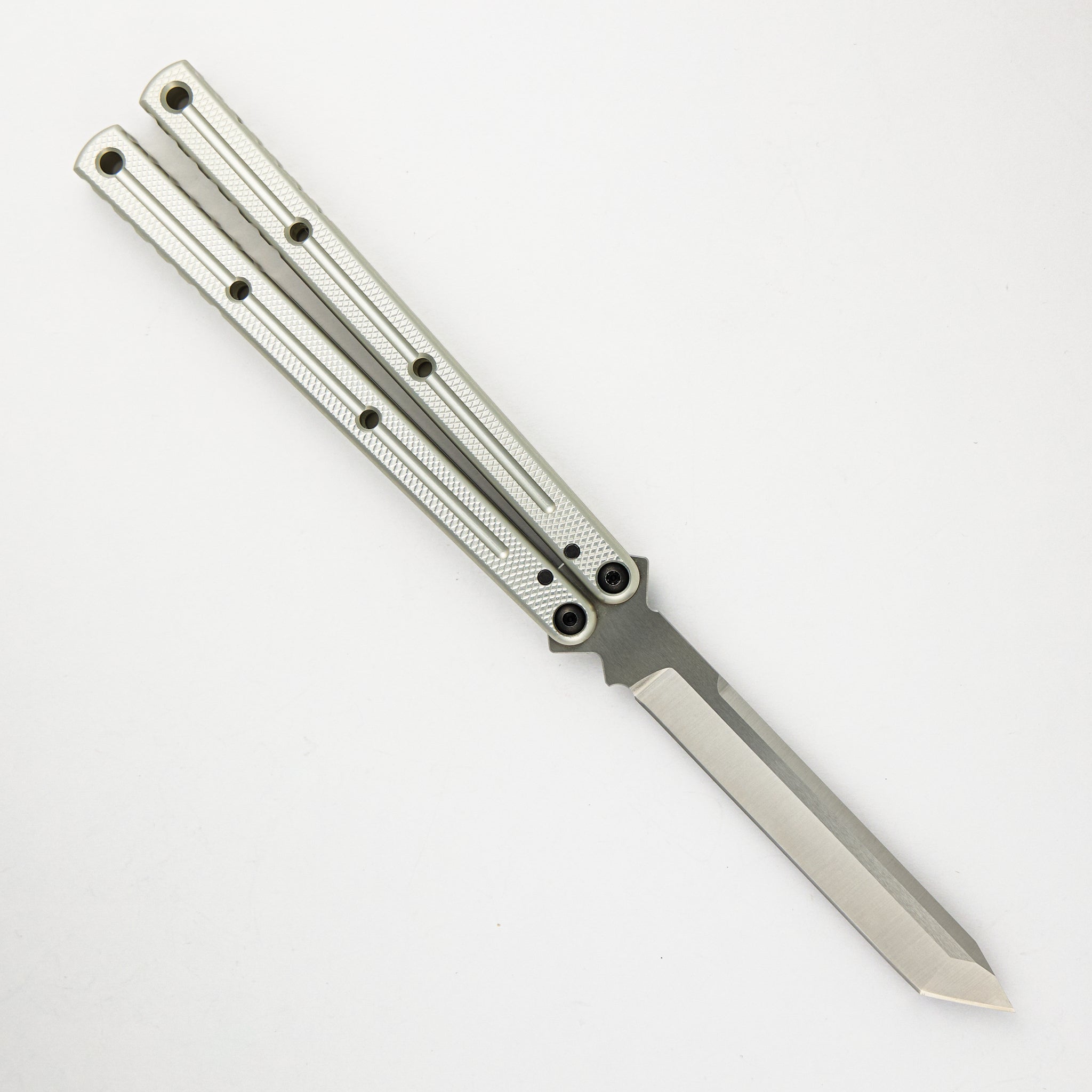 Squid Industries Krake Raken - Satin Tanto Blade - Silver Aluminum Handle - V3