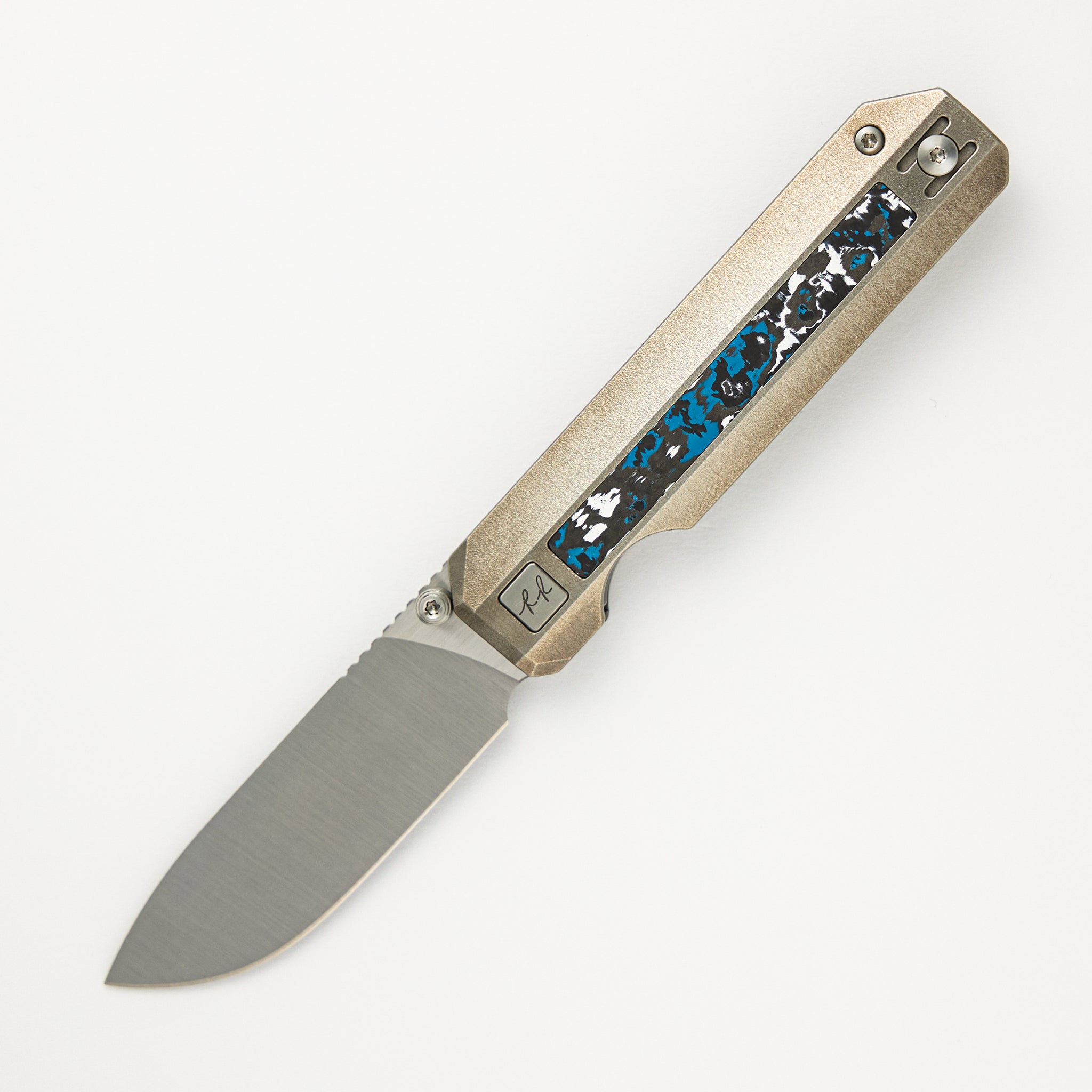 Knife Standards RR3 - Frosty - Belt Satin Vanax SuperClean Blade - Timascus Clip