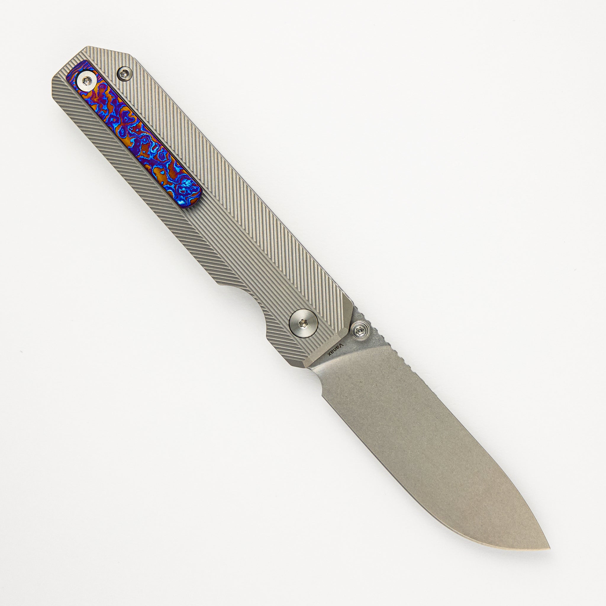 Knife Standards RR3 - Stonemilled - Stonewashed Vanax SuperClean Blade - Timascus Clip