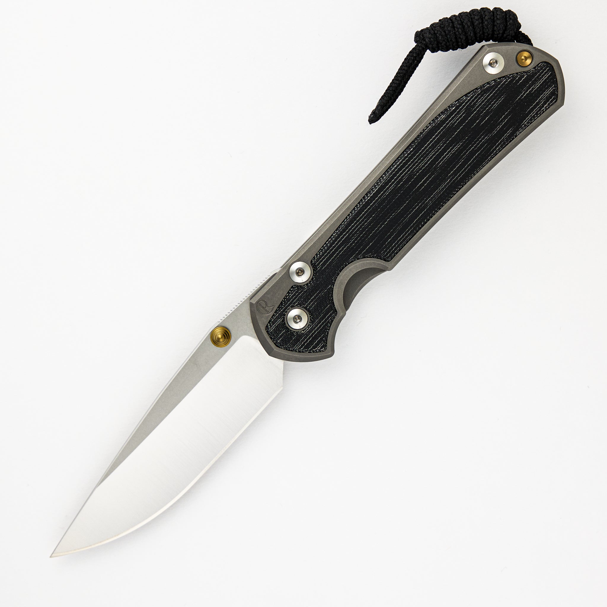 CHRIS REEVE LARGE SEBENZA 31 BLACK CANVAS MICARTA INLAY – POLISHED CPM MAGNACUT BLADE – GLASS BLASTED - GOLD DOUBLE THUMB LUGS