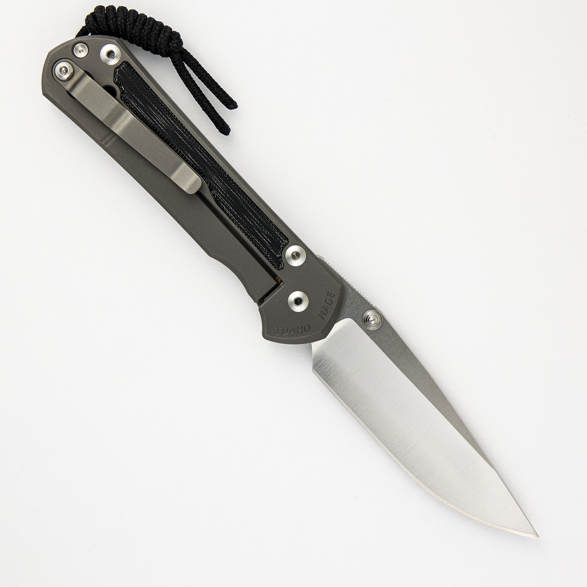 CHRIS REEVE LARGE SEBENZA 31 BLACK CANVAS MICARTA INLAY – POLISHED CPM MAGNACUT BLADE – GLASS BLASTED - SILVER DOUBLE THUMB LUGS