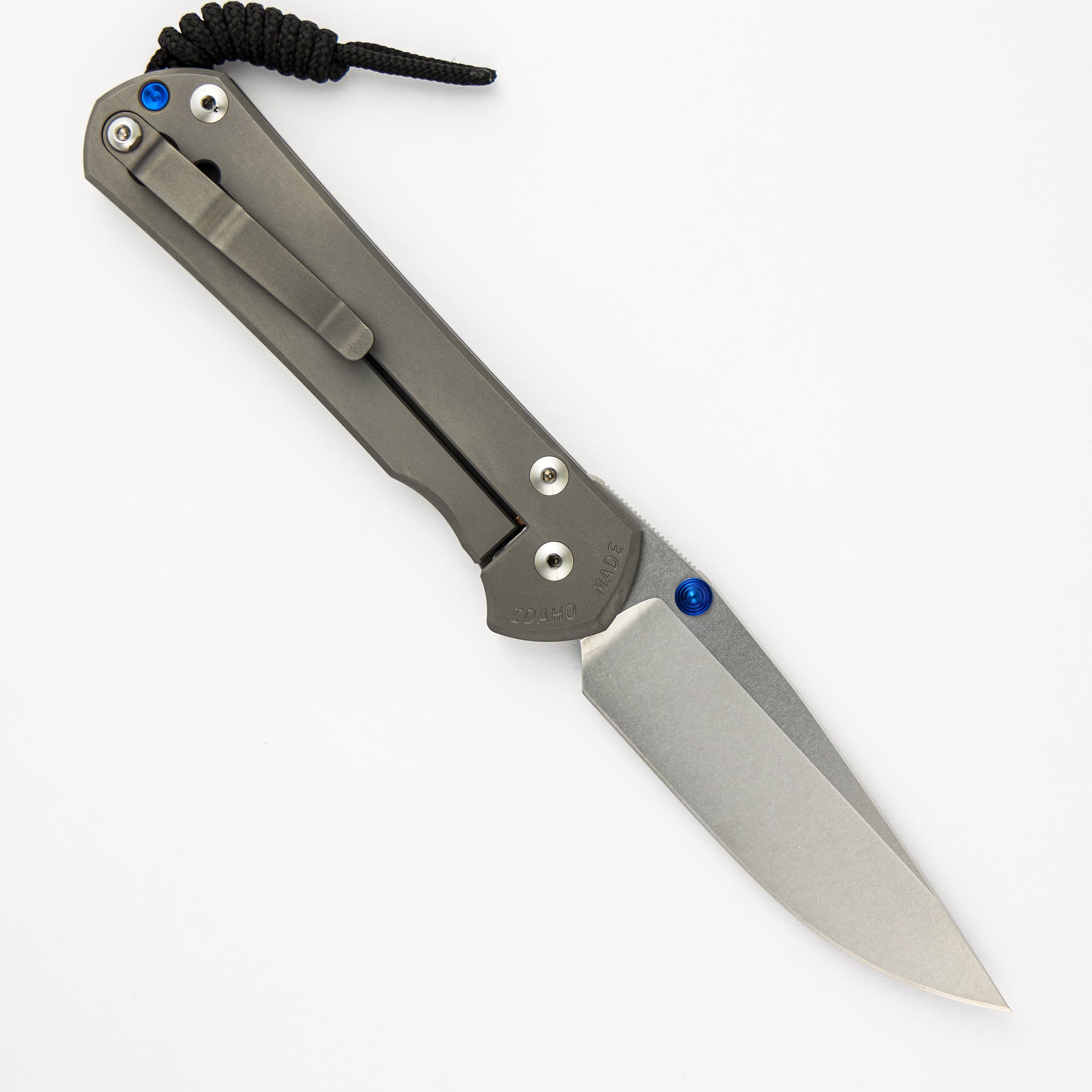 Chris Reeve Large Sebenza 31 - Glass Blasted - Drop Point CPM MagnaCut Blade - Blue Double Thumb Lugs