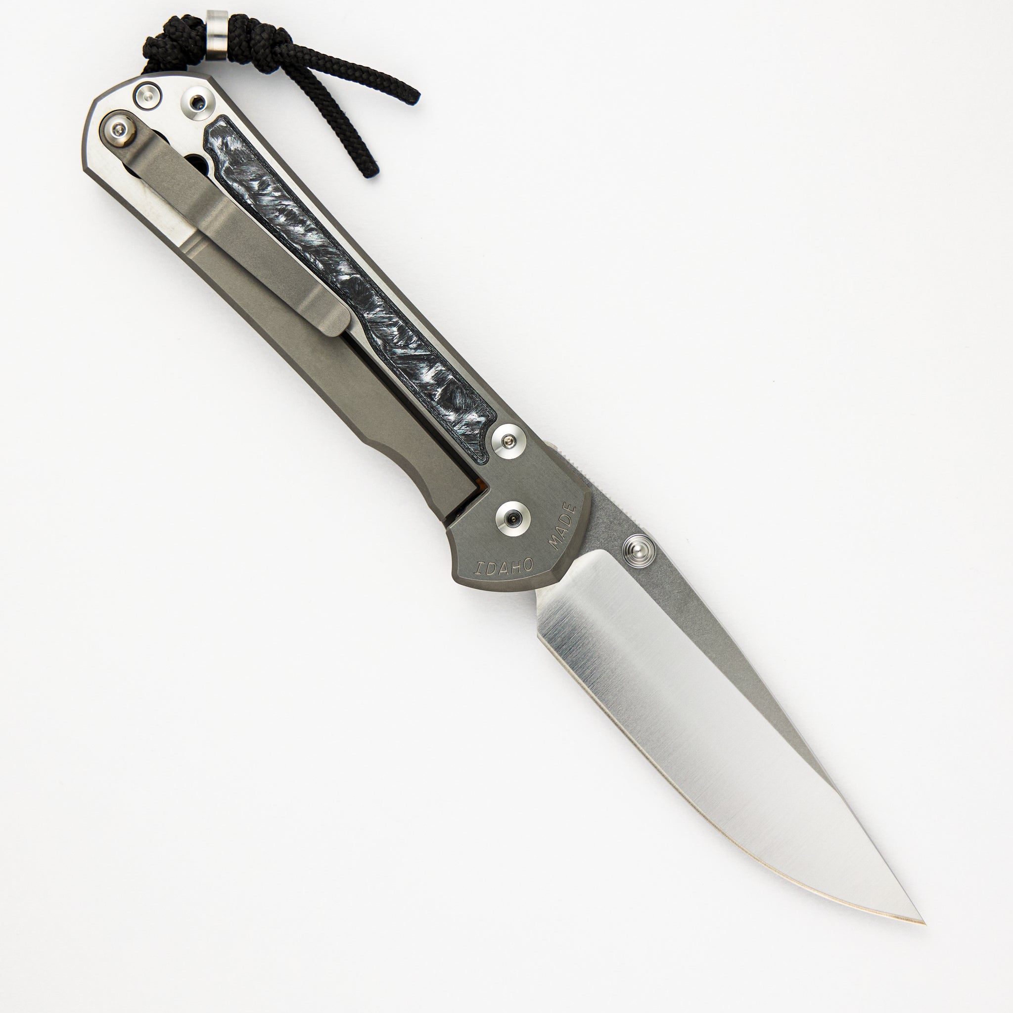 Large Sebenza 31 - White CarboTi Inlay - Polished Drop Point CPM MagnaCut Blade - Silver Double Lugs - Completed