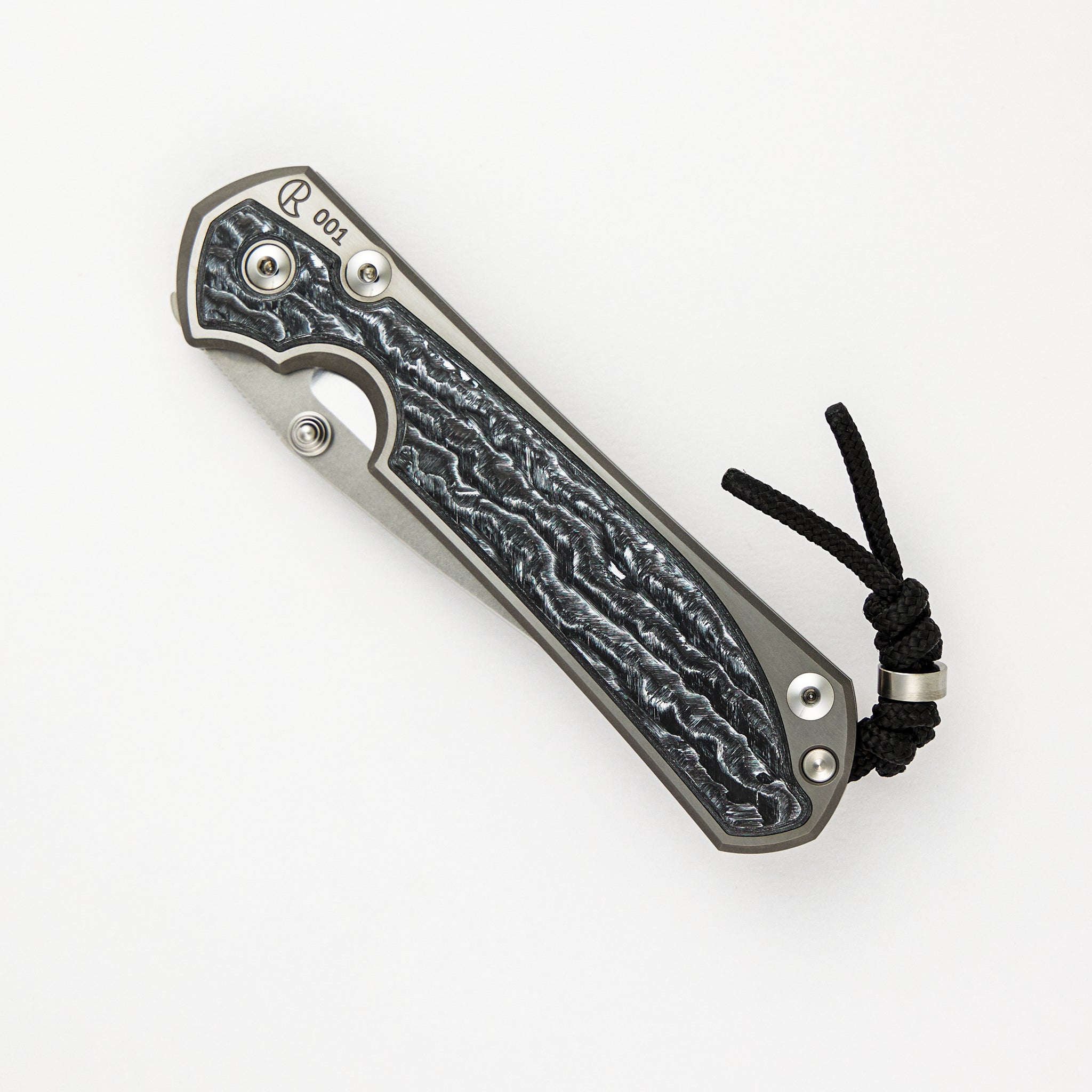 Chris Reeve Large Sebenza 31 - White CarboTi Inlay - Polished Drop Point CPM MagnaCut Blade - Silver Double Lugs - Completed