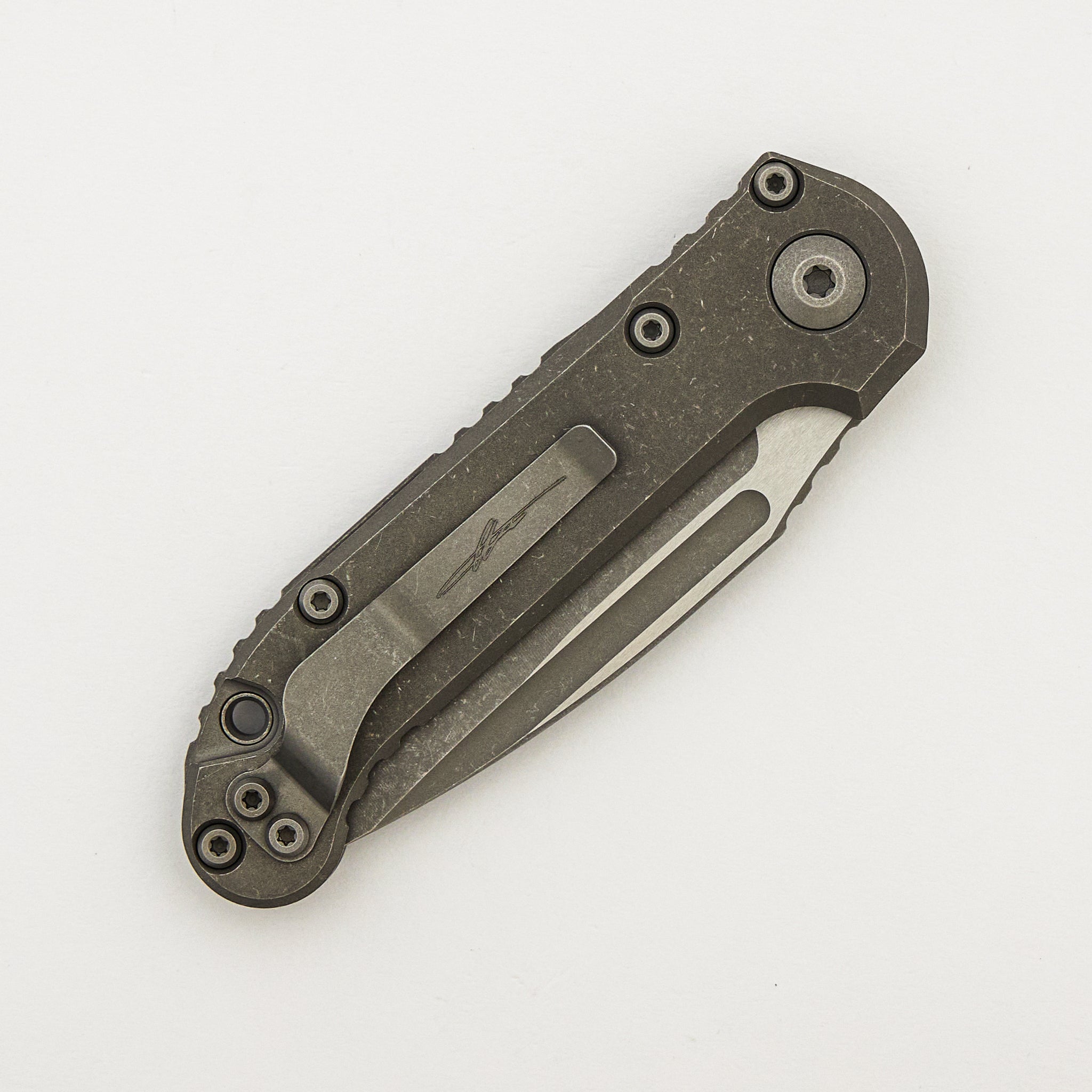 "Marfione Select" L.U.D.T. Clip Point Apocalyptic Finish Slab Side Titanium 1135-10APMS1