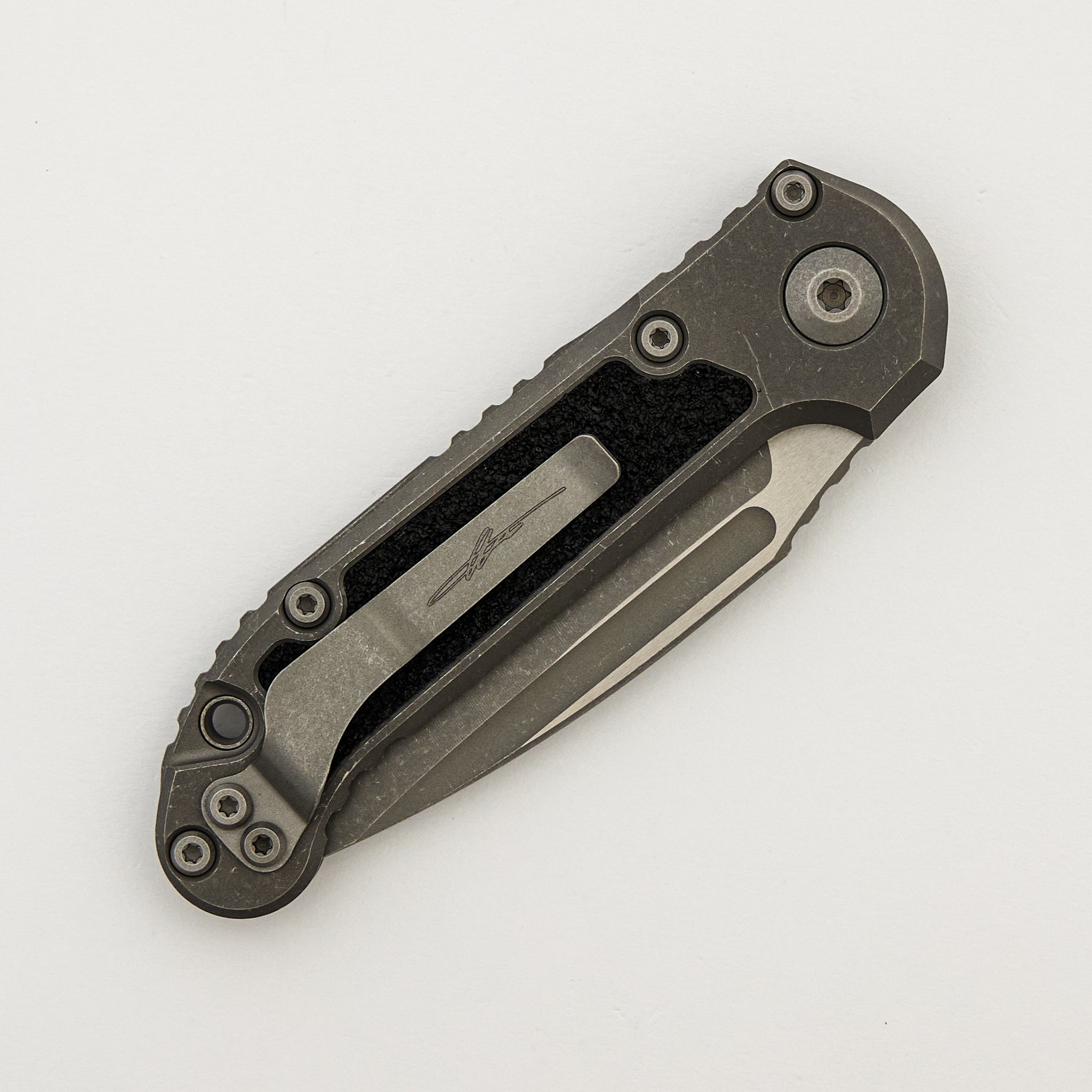 "Marfione Select" L.U.D.T. Clip Point Apocalyptic Finish Titanium W/ Textured Inlay 1135-10APMS2