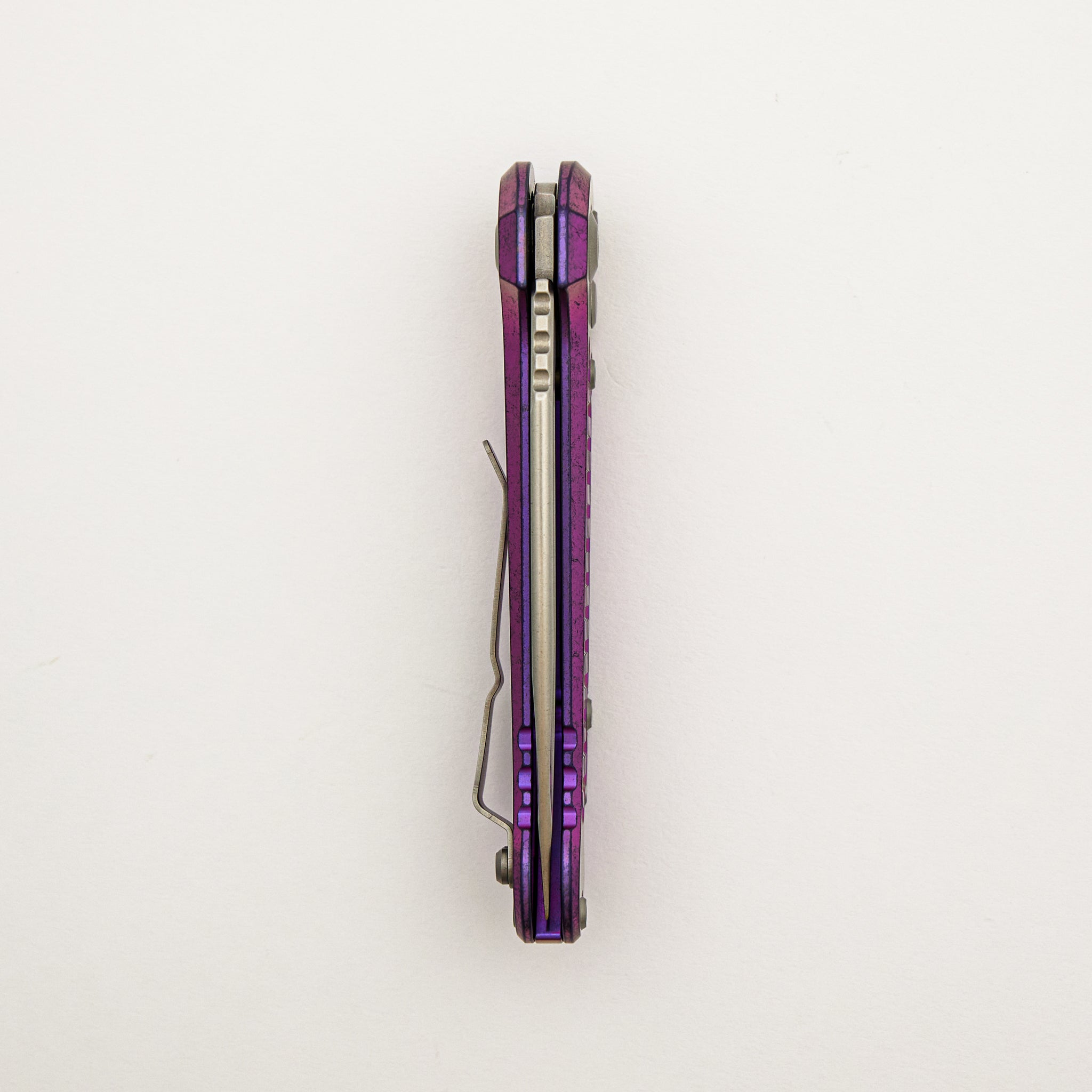 "Marfione Select" L.U.D.T. Clip Point Stonewash Finish Purple Haze Anodized Frag Pattern Titanium W/ Purple Accent 1135-10FRMS5