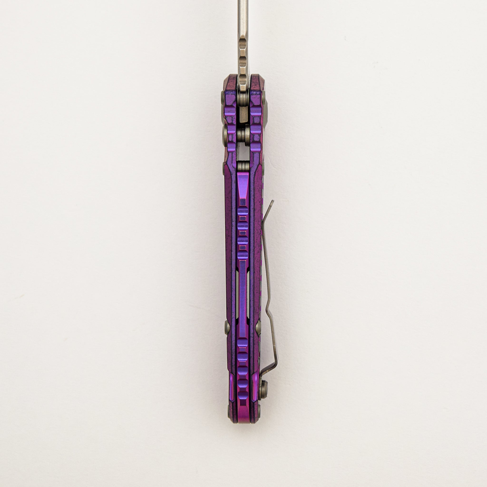 "Marfione Select" L.U.D.T. Clip Point Stonewash Finish Purple Haze Anodized Frag Pattern Titanium W/ Purple Accent 1135-10FRMS5