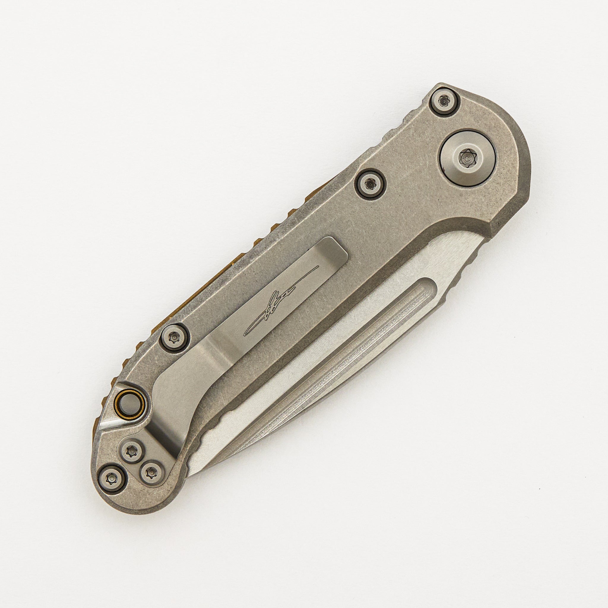 "Marfione Select" L.U.D.T. Clip Point Stonewash Finish Slab Side Titanium W/ Bronze Titanium Accent 1135-10MS7