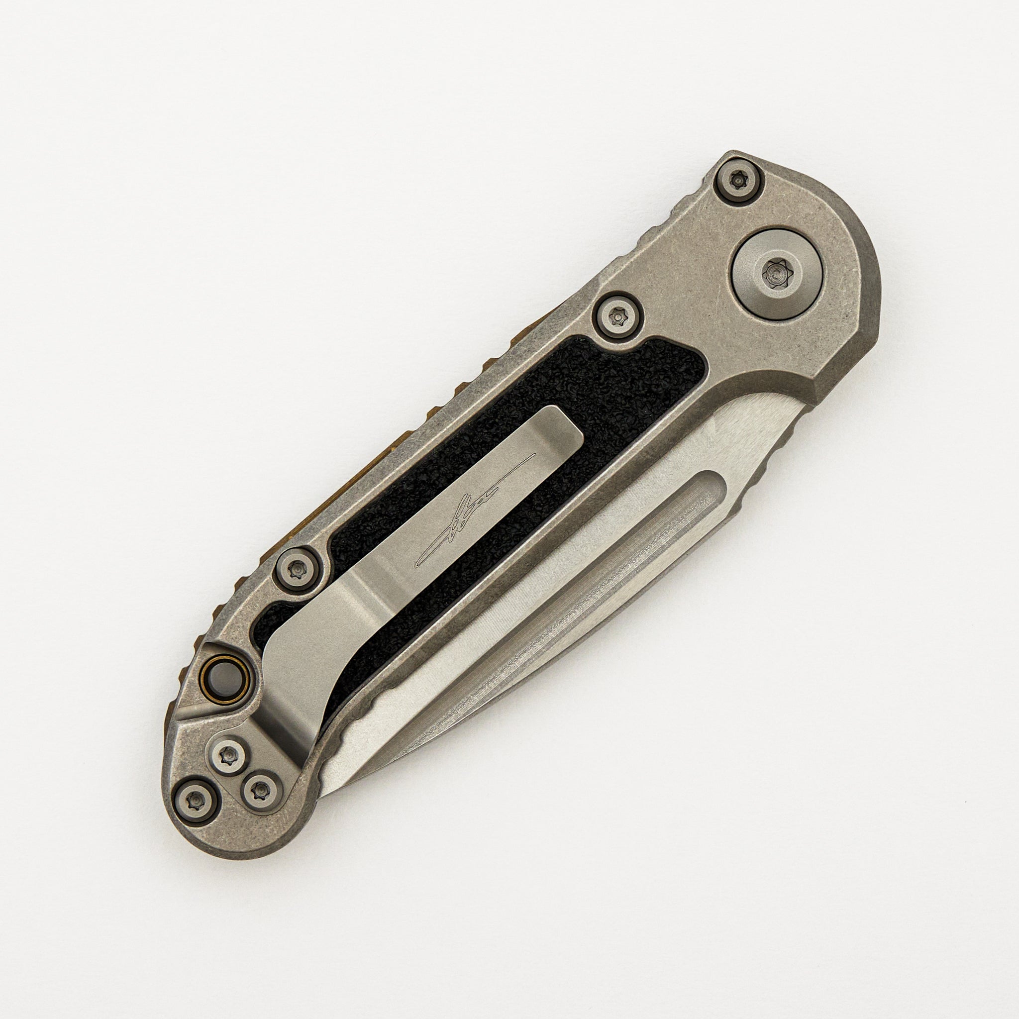 "Marfione Select" L.U.D.T. Clip Point Stonewash Finish Titanium W/ Textured Inlay and Bronze Titanium Accent 1135-10MS8