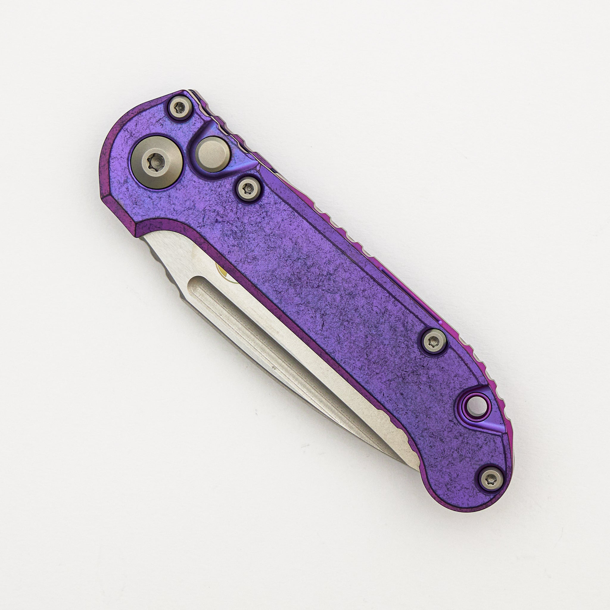 "Marfione Select" L.U.D.T. Clip Point Stonewash Finish Purple Haze Anodized Slab Side Titanium W/ Purple Accent 1135-10MS9