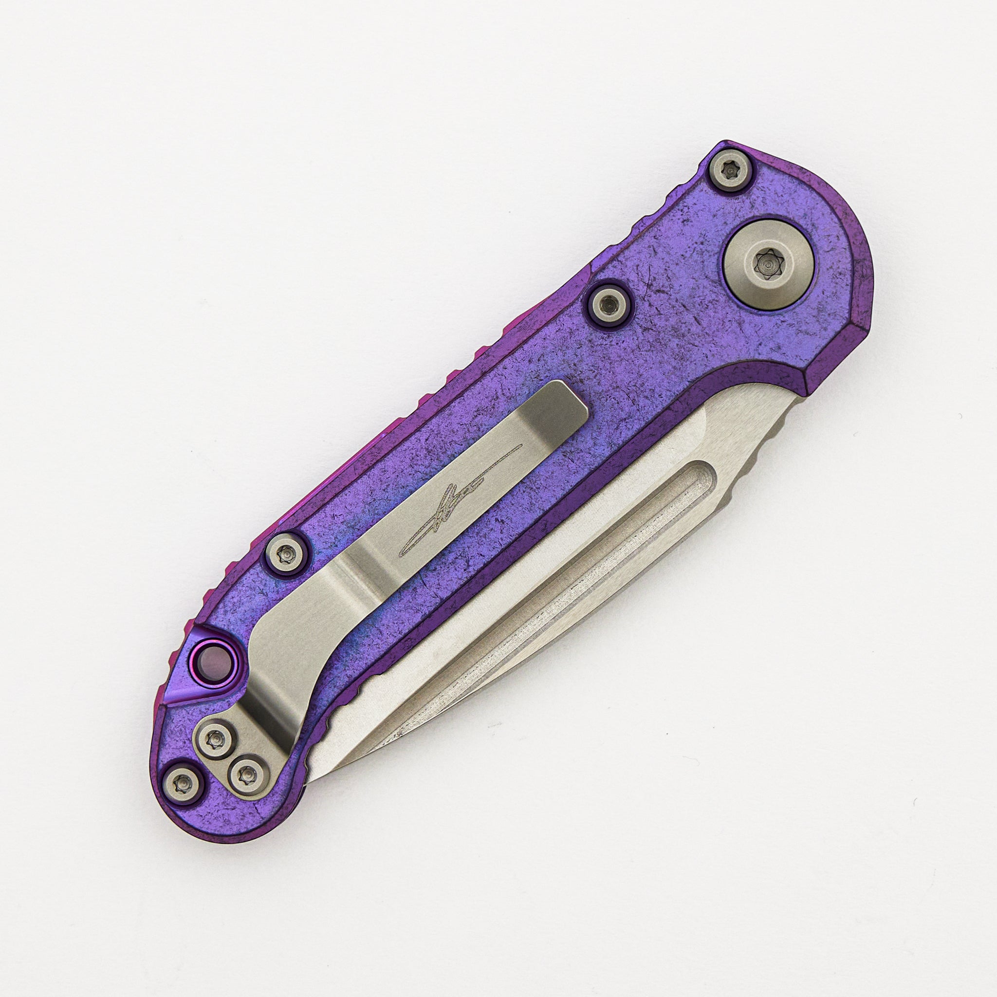 "Marfione Select" L.U.D.T. Clip Point Stonewash Finish Purple Haze Anodized Slab Side Titanium W/ Purple Accent 1135-10MS9
