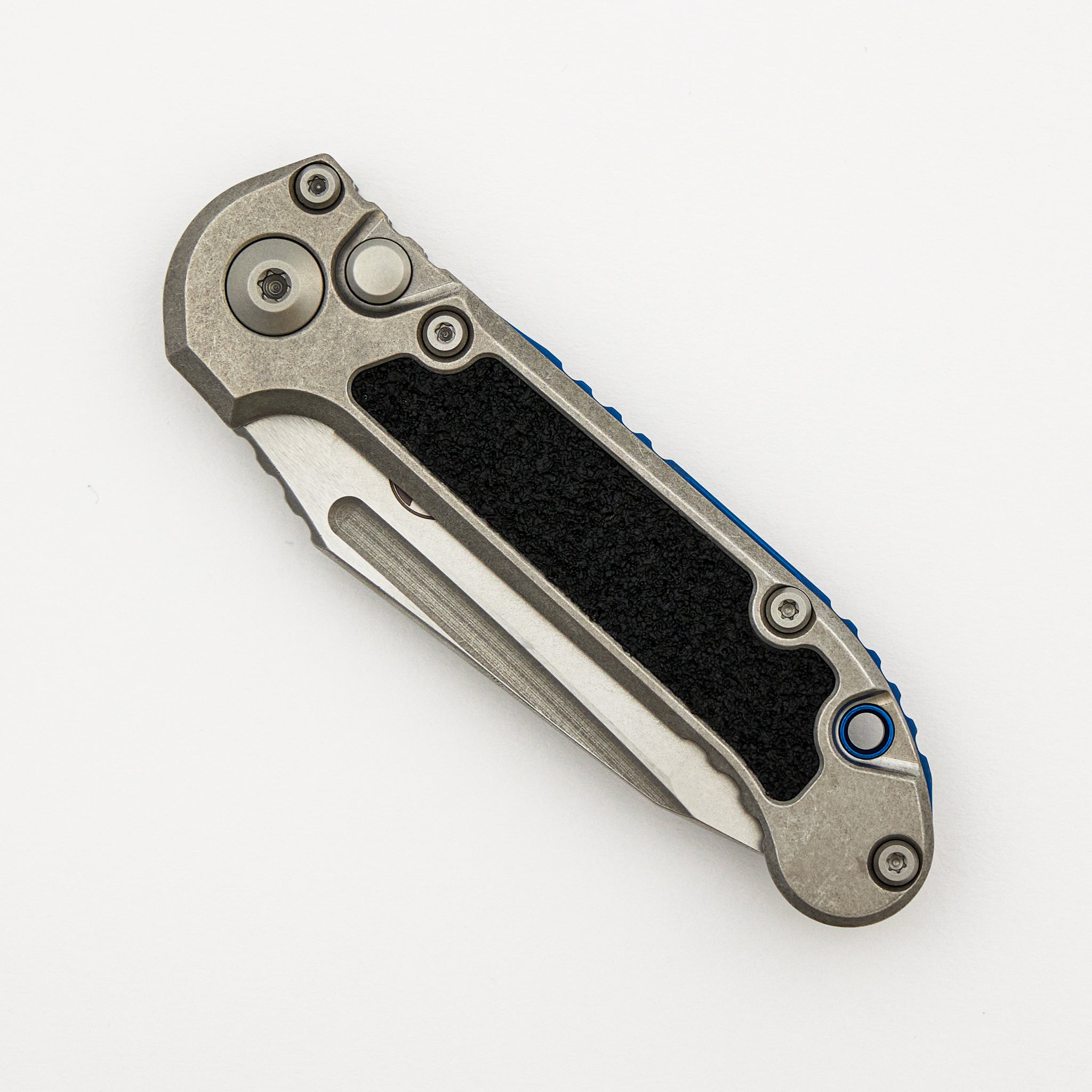 "Marfione Select" L.U.D.T. T/E Stonewash Finish Titanium W/ Textured Inlay and Blue Titanium Accent 1136-10MS4
