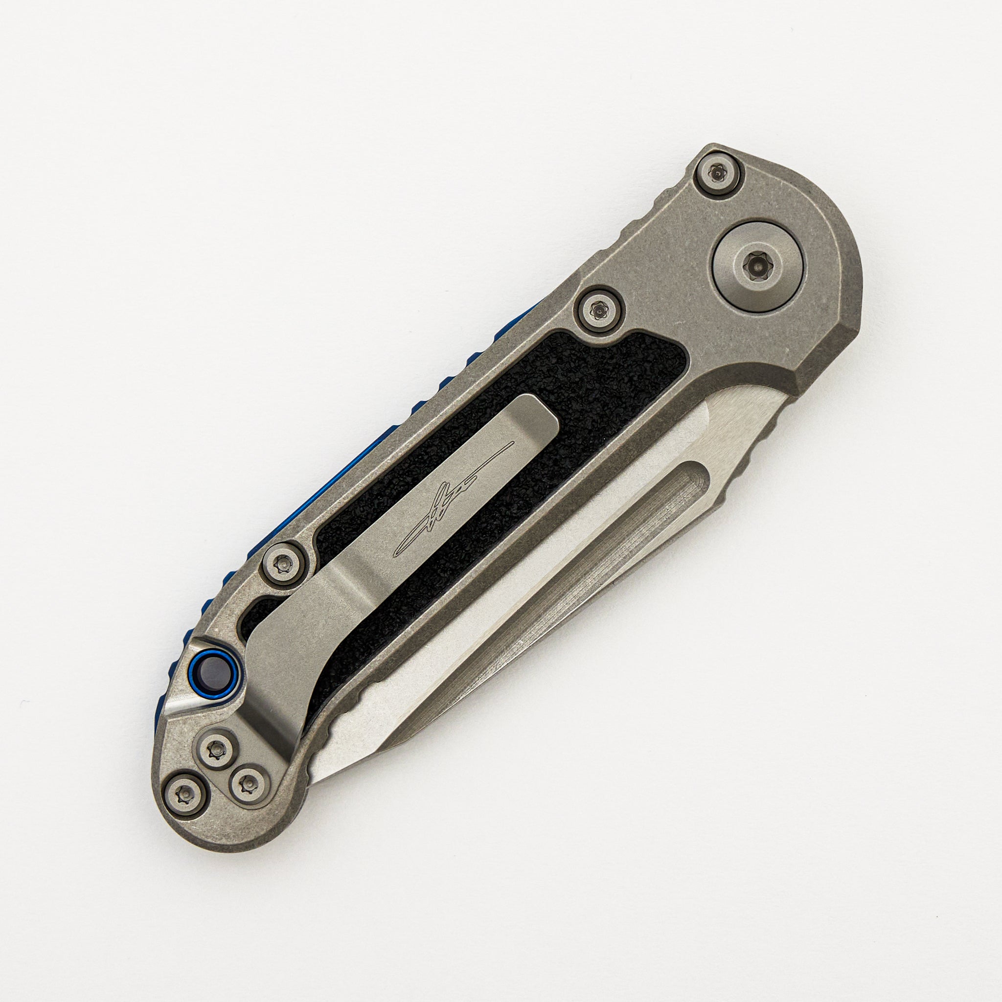 "Marfione Select" L.U.D.T. T/E Stonewash Finish Titanium W/ Textured Inlay and Blue Titanium Accent 1136-10MS4