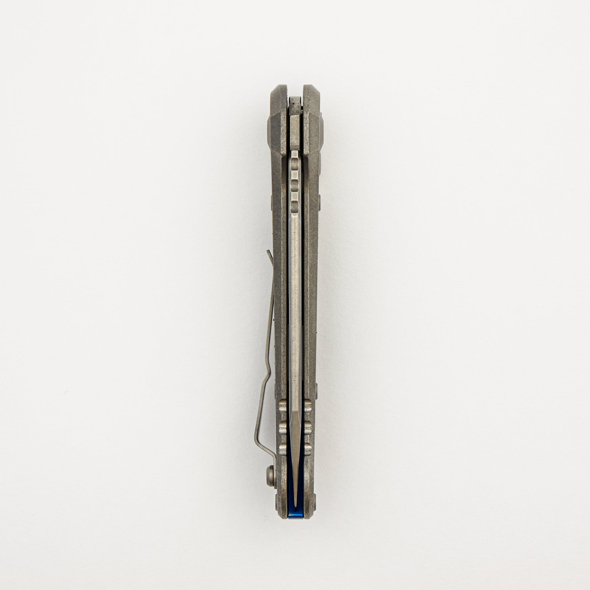 "Marfione Select" L.U.D.T. T/E Stonewash Finish Titanium W/ Textured Inlay and Blue Titanium Accent 1136-10MS4