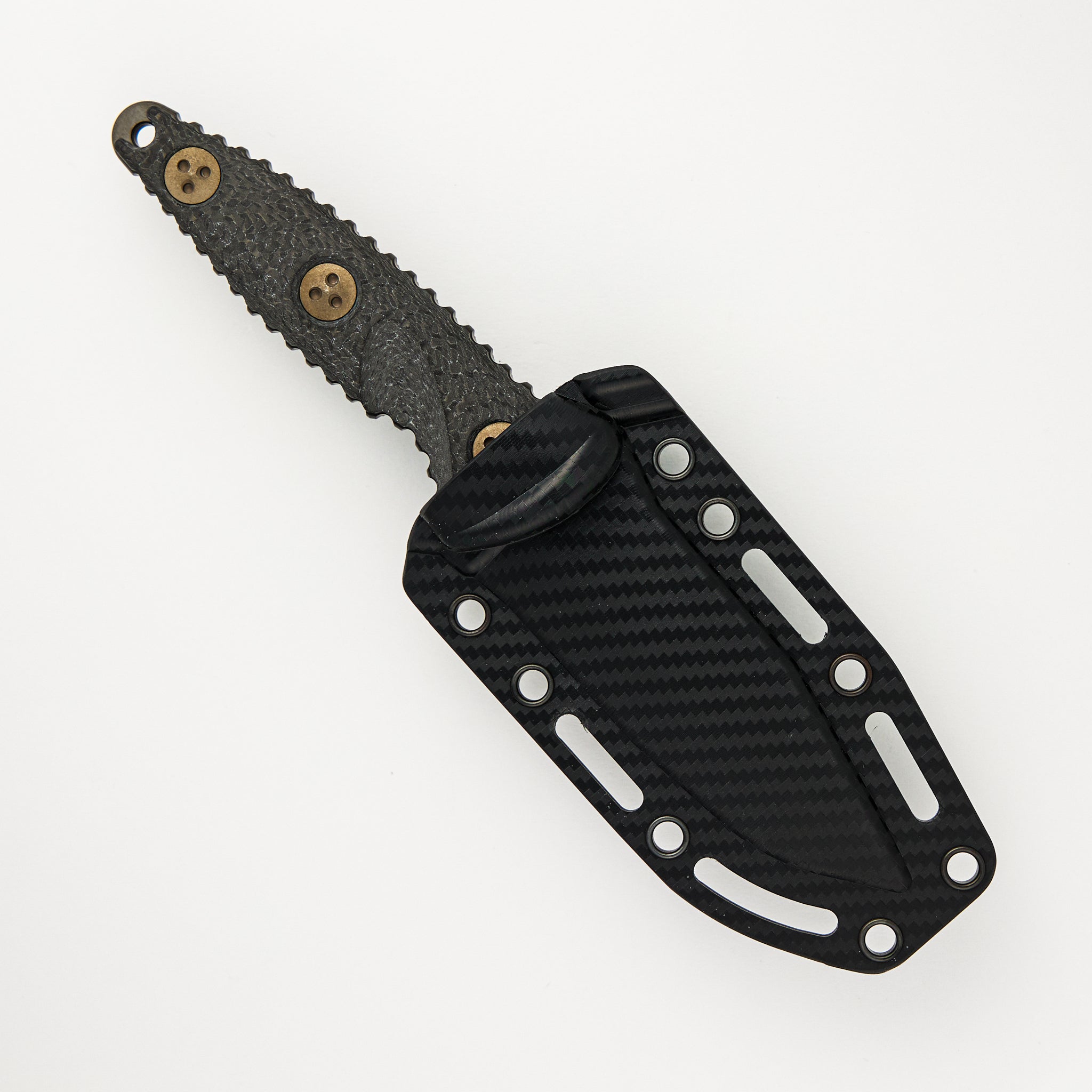 Microtech Socom Alpha Mini S/E Signature Series Carbon Fiber Handle DLC Partial Serrated 113M-2 DLCCFS