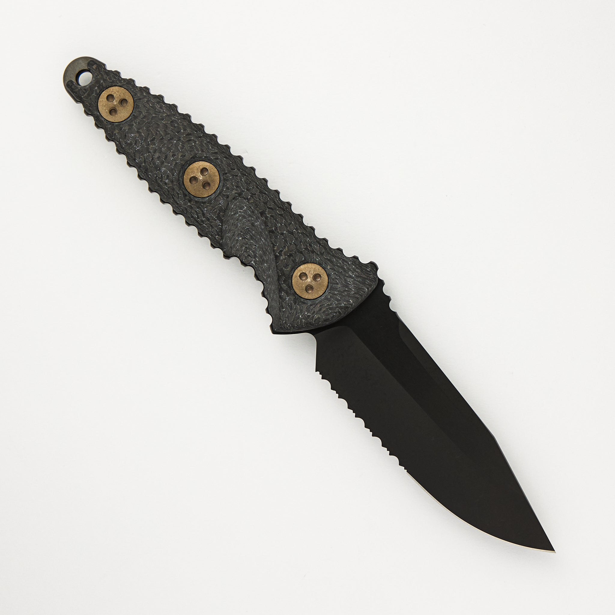 Microtech Socom Alpha Mini S/E Signature Series Carbon Fiber Handle DLC Partial Serrated 113M-2 DLCCFS