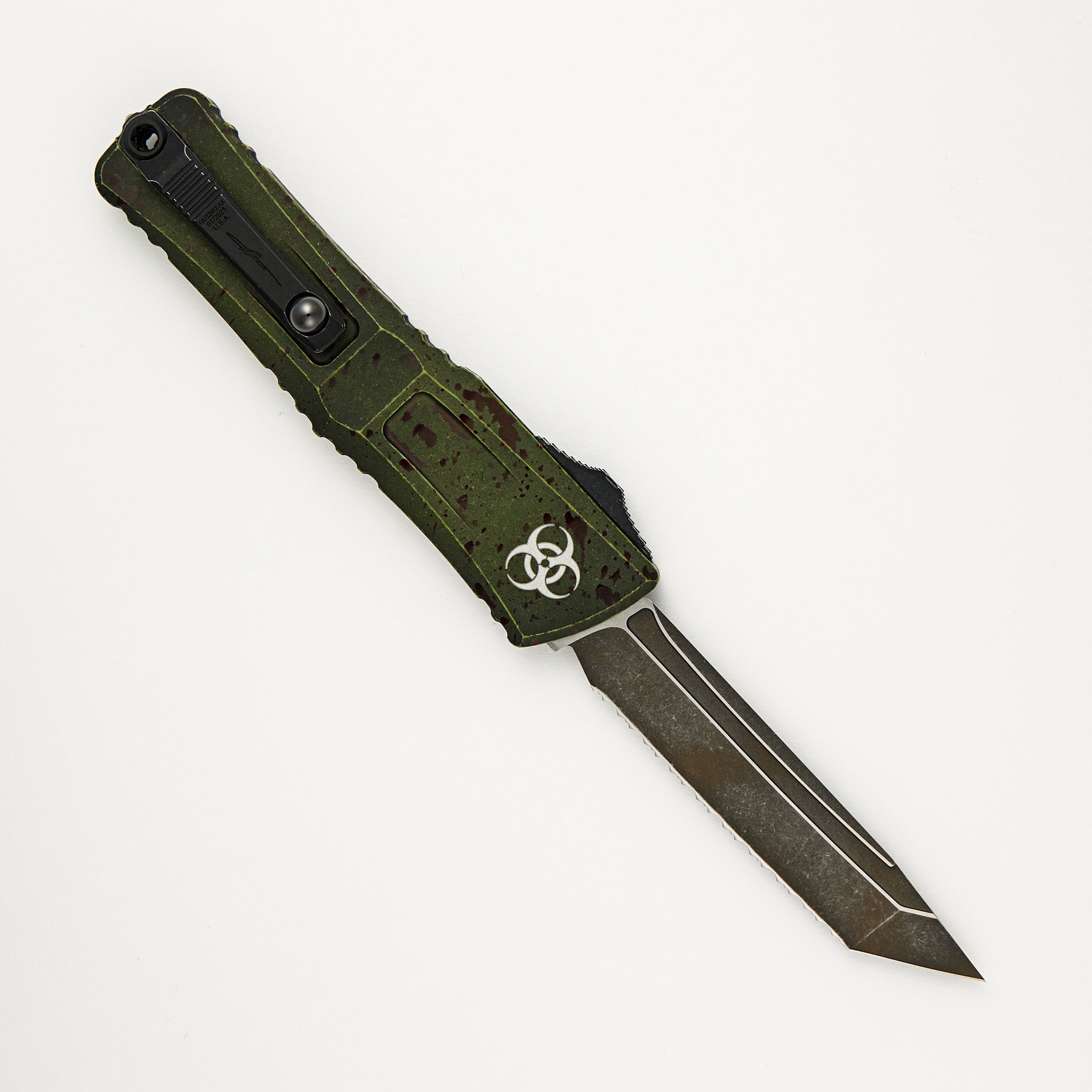 Microtech Combat Troodon T/E Gen III Outbreak Signature Series Deep Engraved Full Serrated 1144-3 OBDS