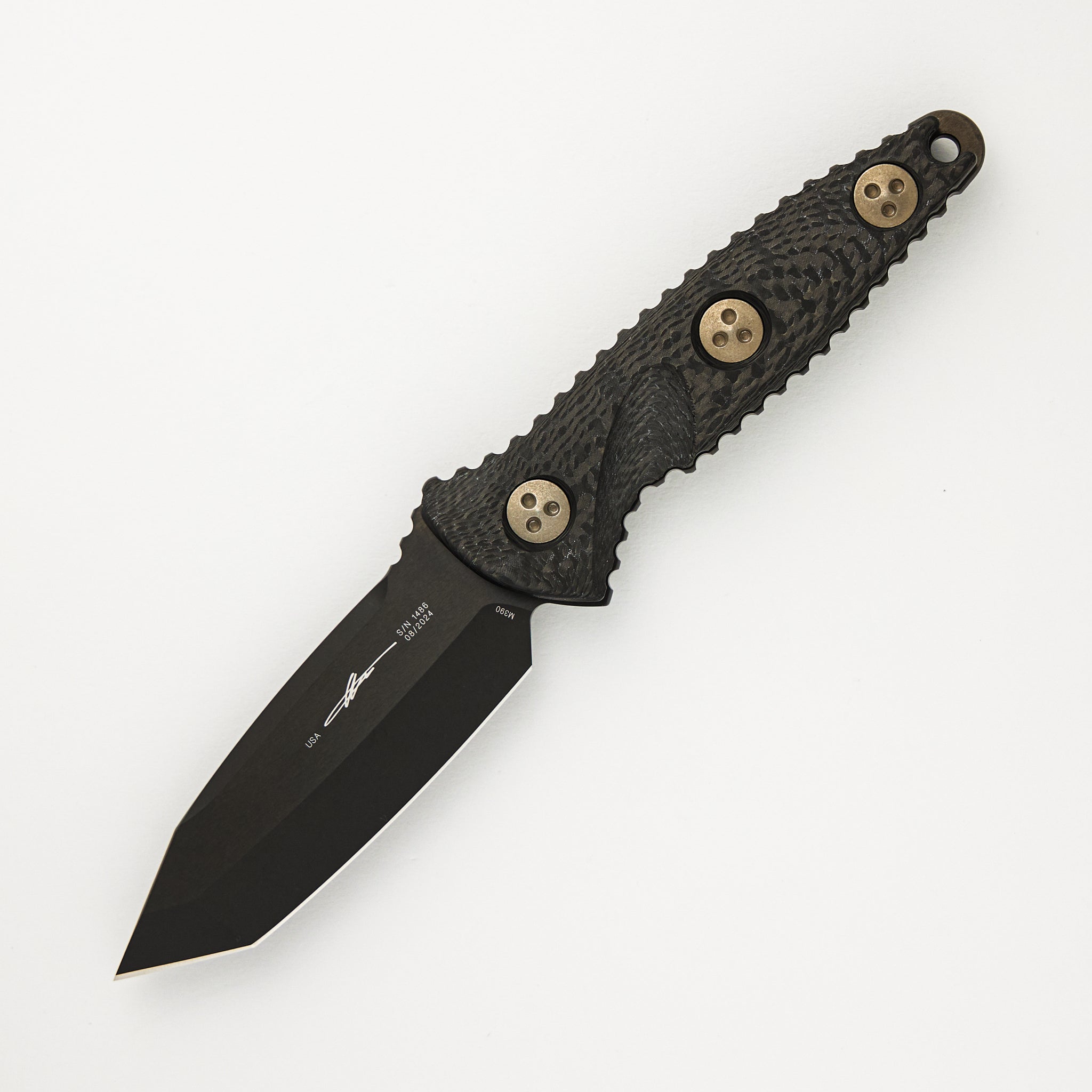 Microtech Socom Alpha Mini T/E Signature Series Carbon Fiber Handle DLC Standard 114M-1 DLCCFS