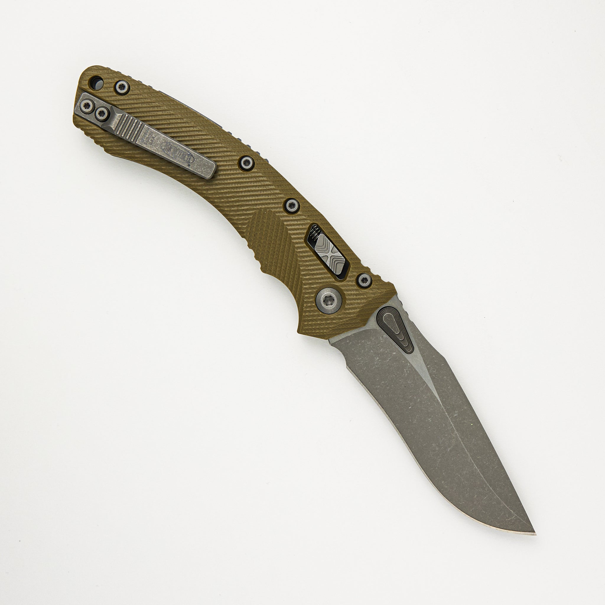 Microtech Amphibian - RAM-LOK S/E Apocalyptic Fluted OD Green G10 137RL-10APFLGTOD