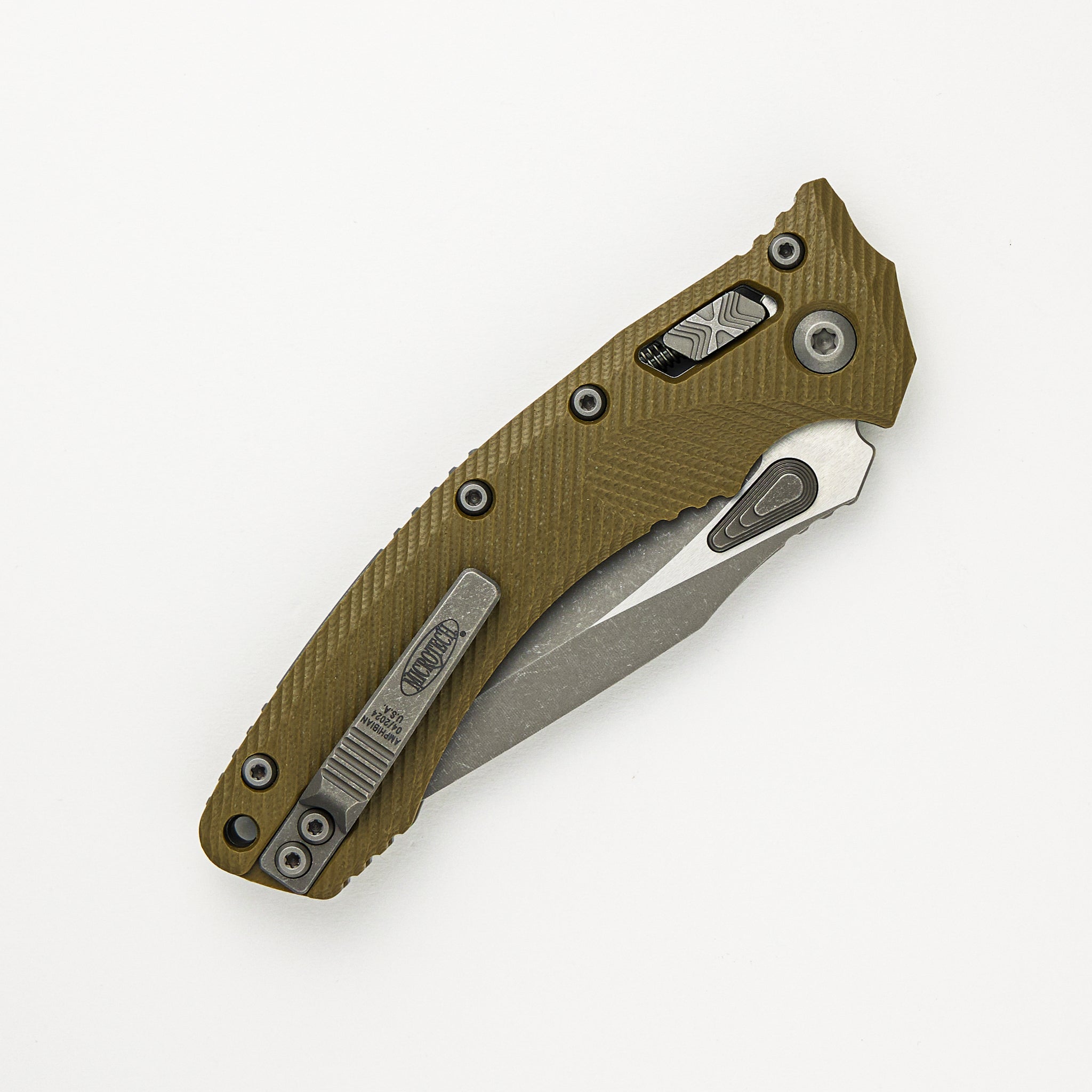 Microtech Amphibian - RAM-LOK S/E Apocalyptic Fluted OD Green G10 137RL-10APFLGTOD