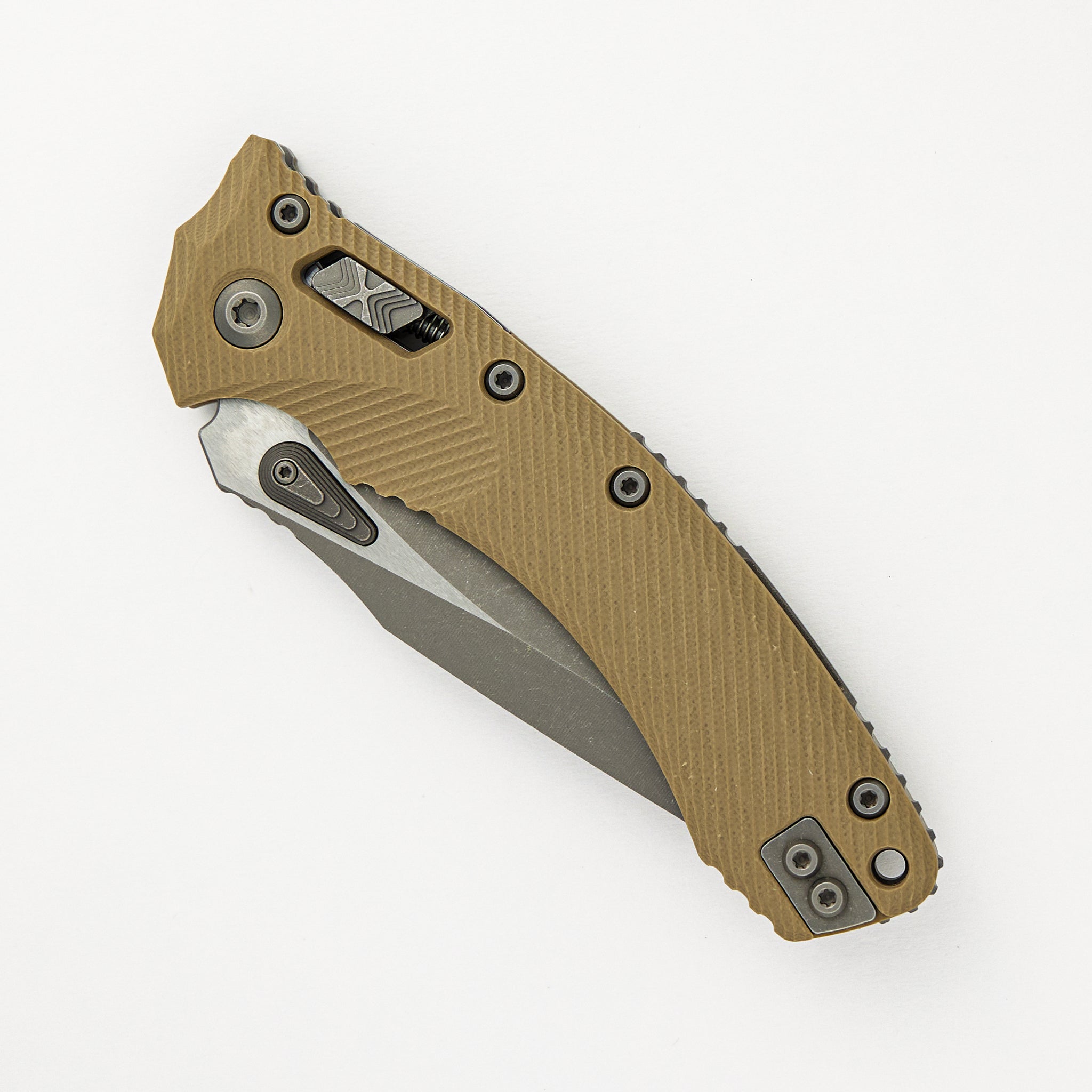 Microtech Amphibian - RAM-LOK Apocalyptic Drop Point Fluted Tan G10 137RL-10APFLGTTA