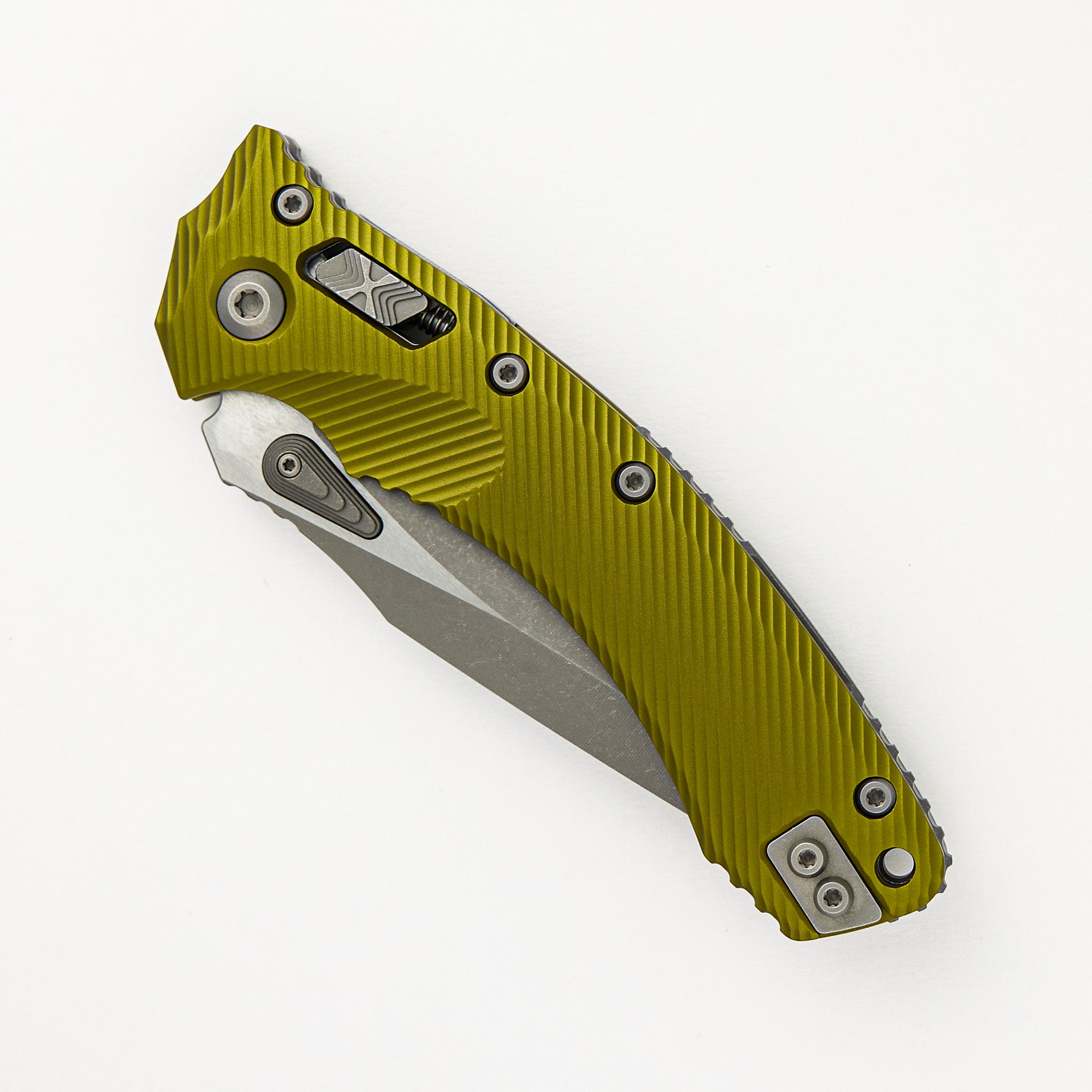 Microtech Amphibian - RAM-LOK Apocalyptic Drop Point Fluted OD Green G10 137RL-10APFLOD