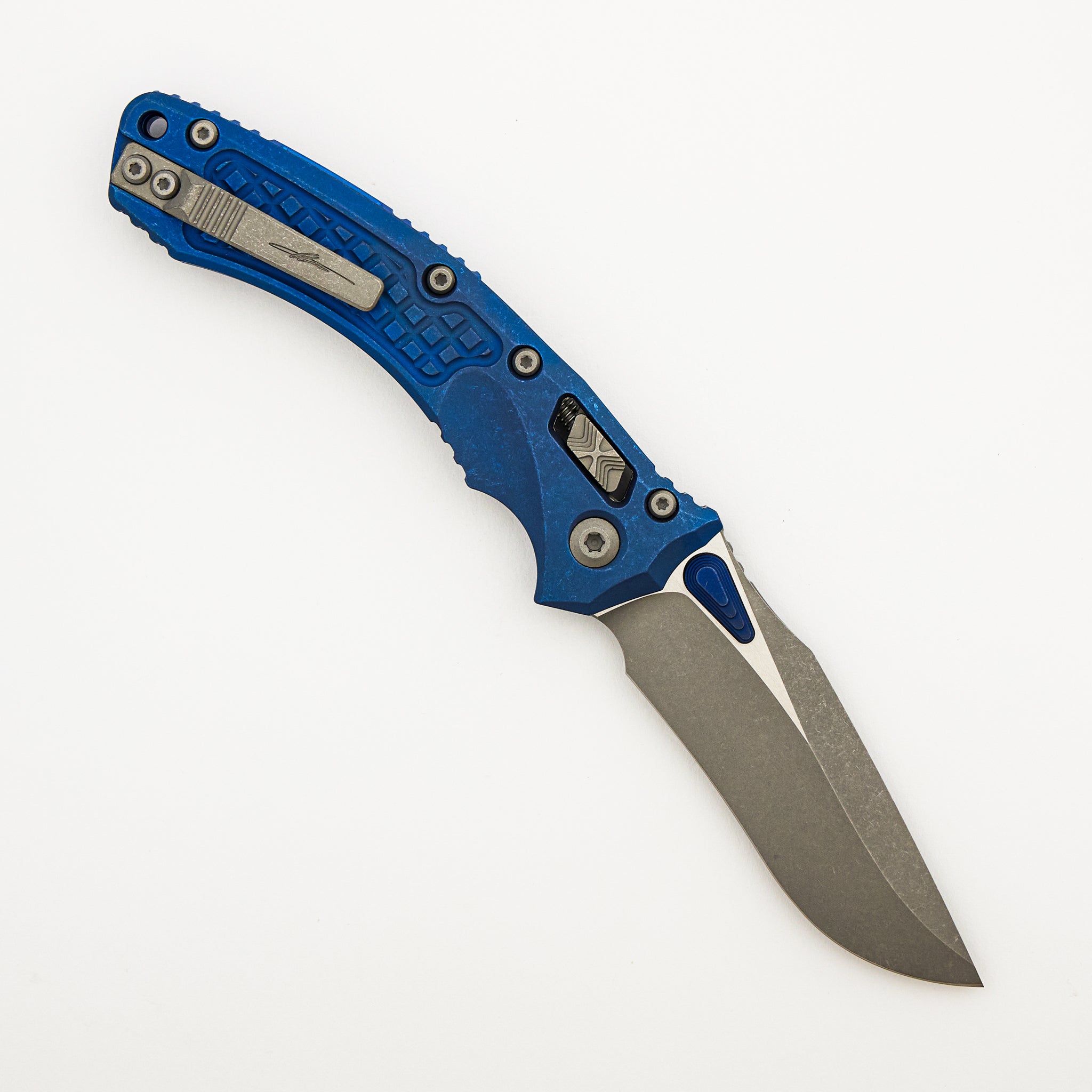 "Marfione Select" Amphibian - RAM-LOK Apocalyptic Finish Antique Blue Anodized Frag Pattern Titanium W/ Blue Accent 137RL-10APFRMS2