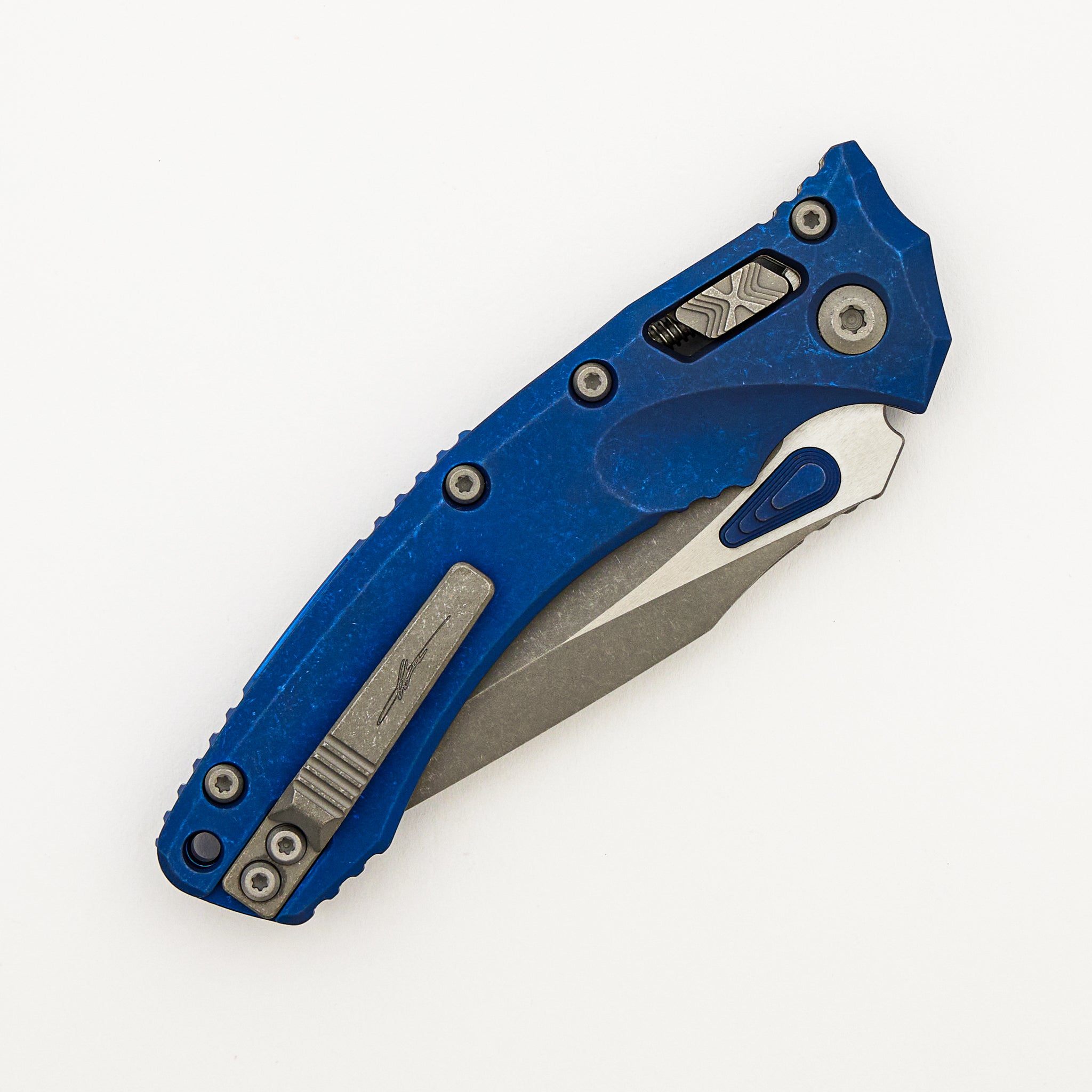 "Marfione Select" Amphibian - RAM-LOK Apocalyptic Finish Antique Blue Anodized Slab Side Titanium W/ Blue Accent 137RL-10APMS2