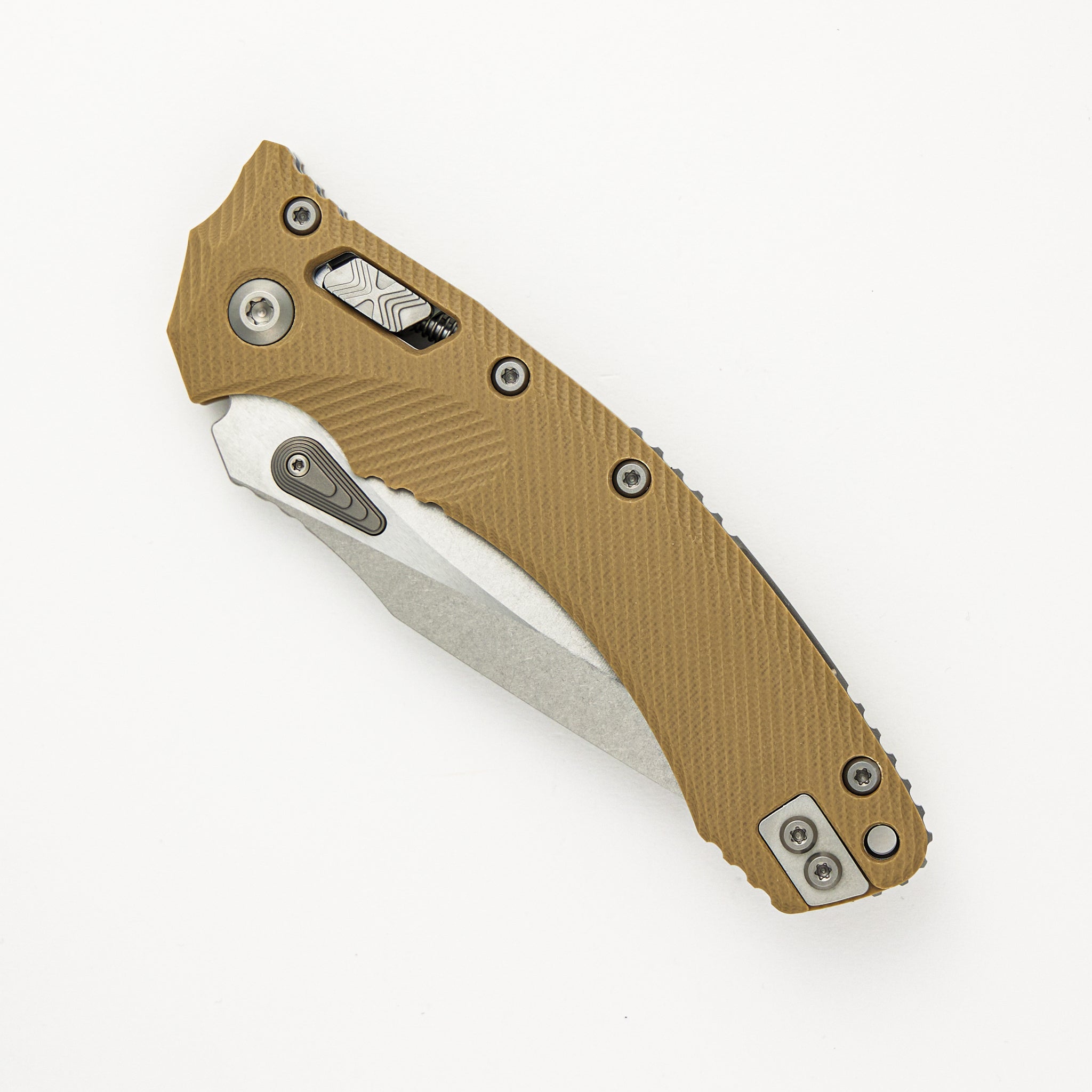 Microtech Amphibian - RAM-LOK S/E Fluted G10 Tan Stonewash Standard 137RL-10 FLGTTA