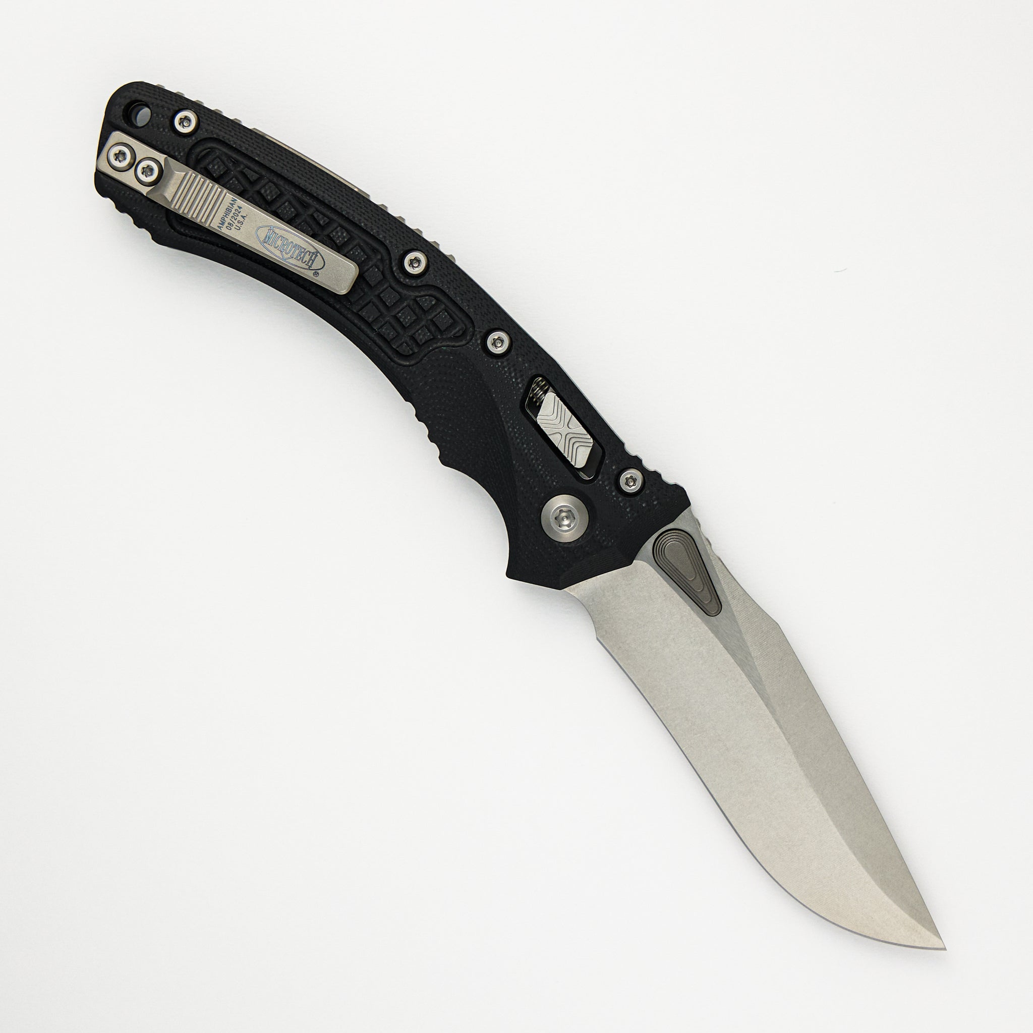 Microtech Amphibian - RAM-LOK S/E Frag G-10 Black Stonewash Standard 137RL-10 FRGTBK